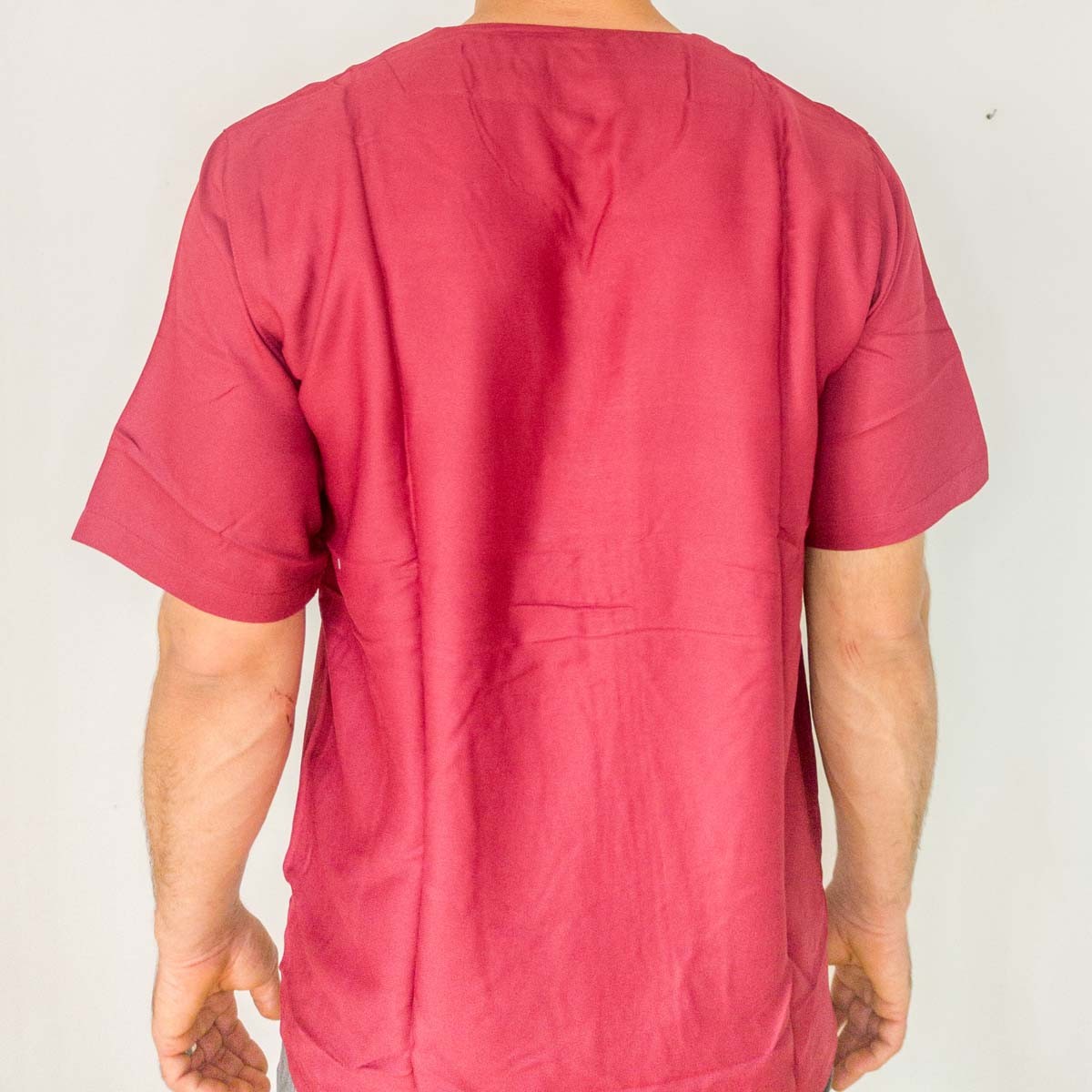 Camisa Granate Burdeos Camiseta Marroqui Decorada Bordados Estilo Árabe Modelo Kamis