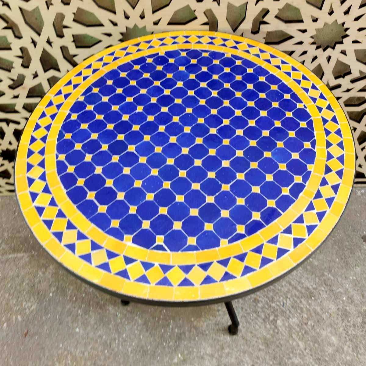 MESA DE MOSÁICO JARDIN TERRAZA PATIO - REDONDA - ZELLIGE- AZULEJOS FEZ - MODELO AGADIR DAUR