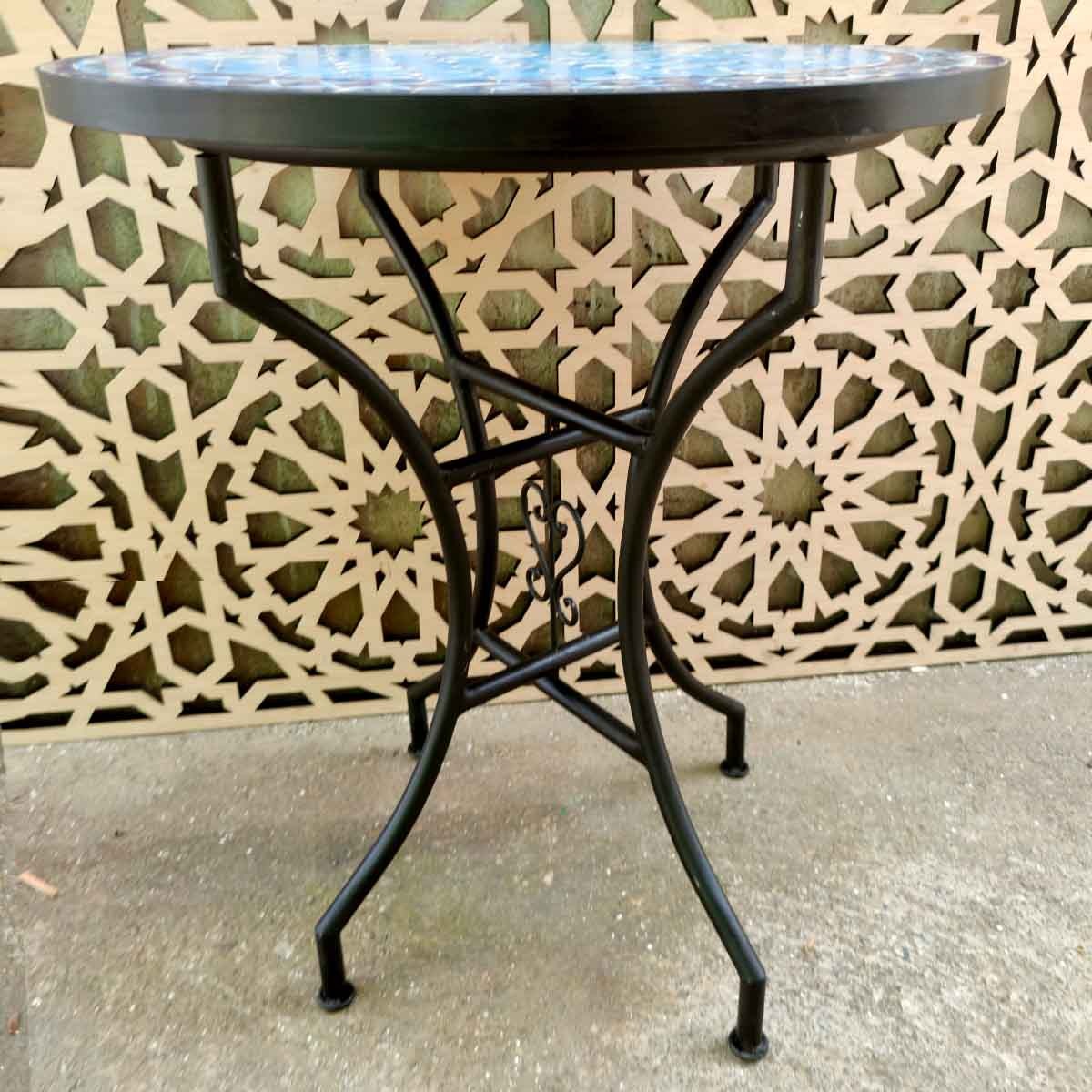 Mesa de mosaico artesanal andalusí jardín terraza árabe verano Modelo Aadi Samawi