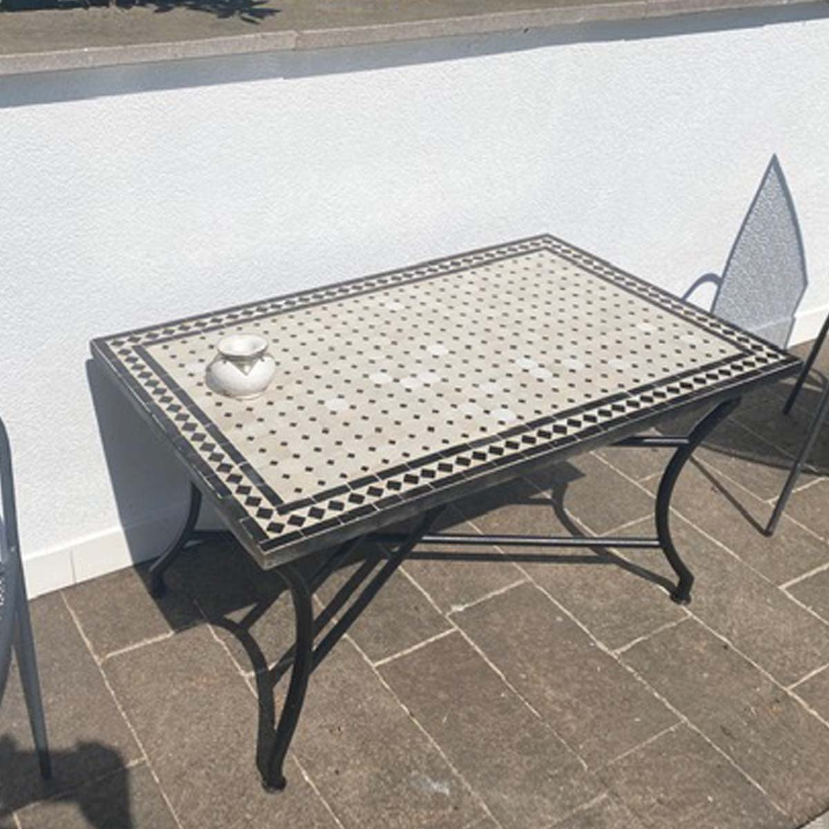 Mesa Mosaico Exterior Jardin Terraza Baja Chill out Artesanía marroquí Decoración Hogar Andalusí Modelo Aadi Aswad