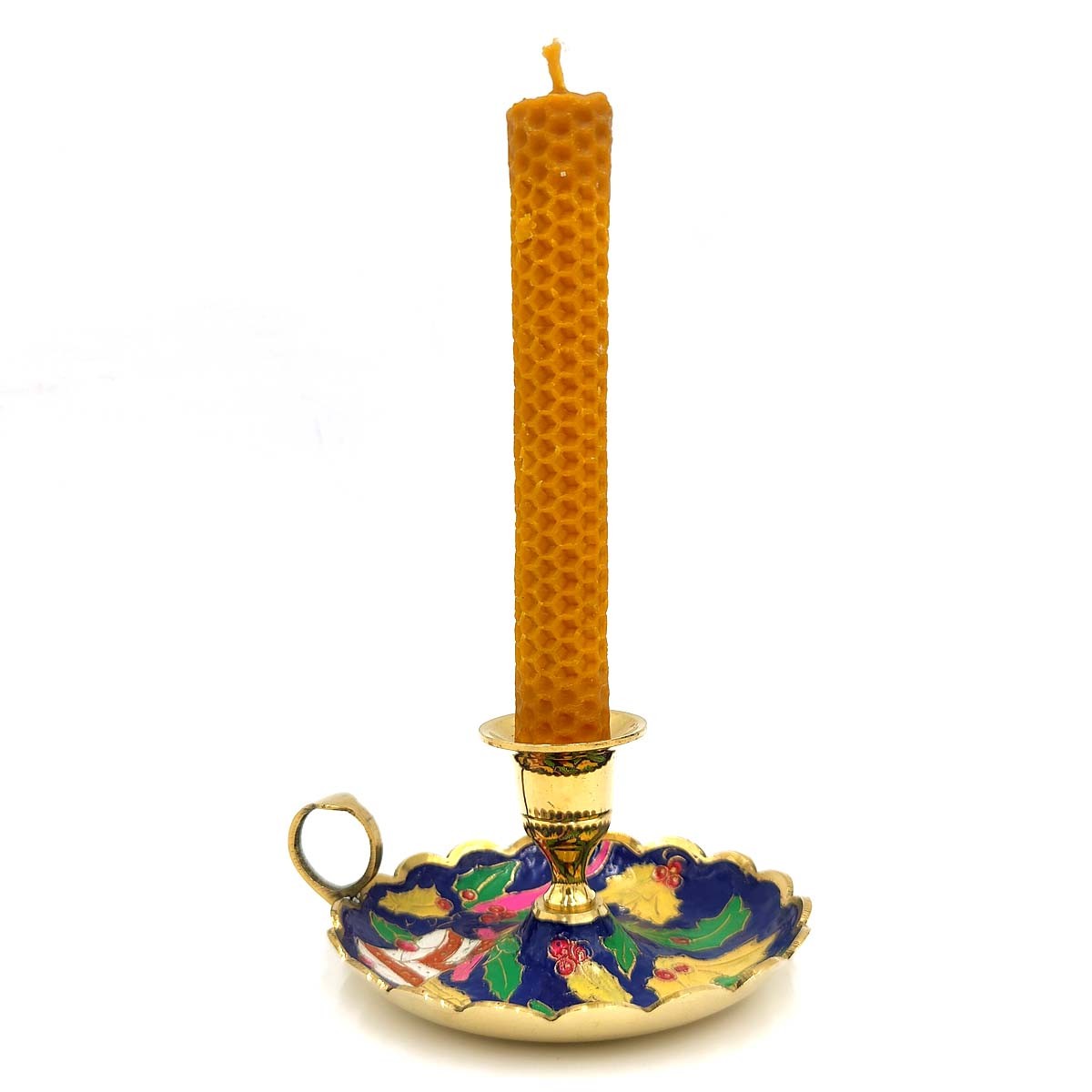 Porta velas Palmatoria Candelabro Bronce Pintado Estilo Noel