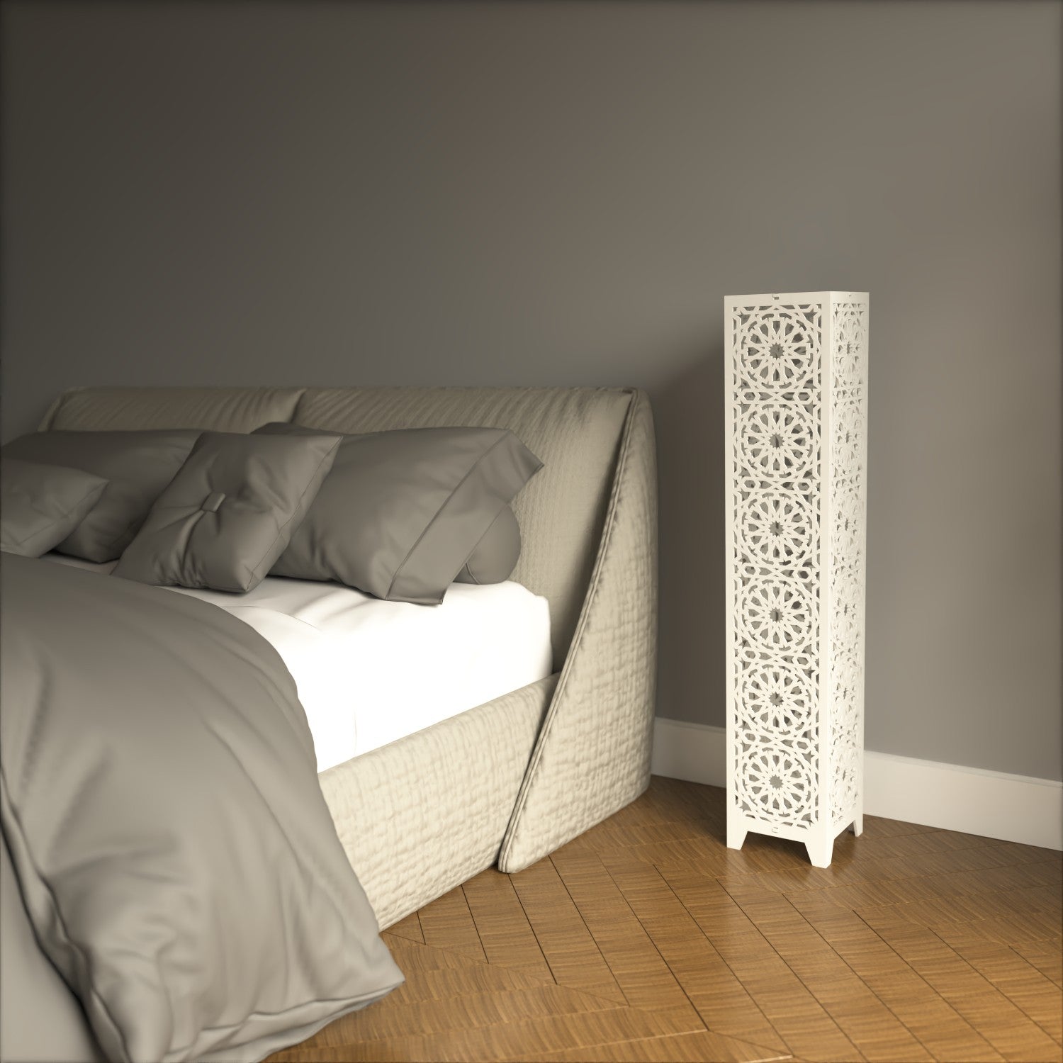 Lampara de Pie de Suelo Madera Iluminación Andalusí Modelo Minara Alhambra