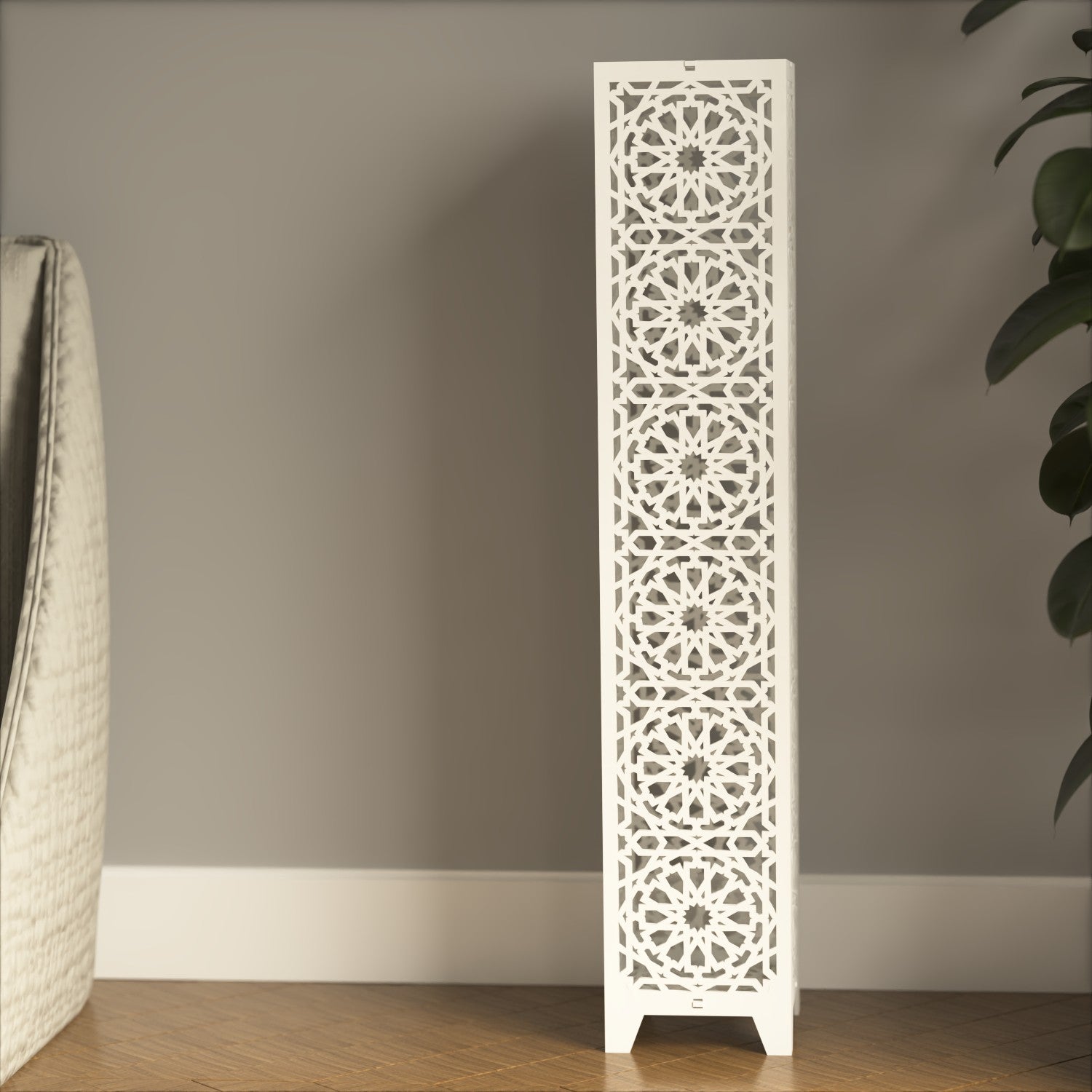 Lampara de Pie de Suelo Madera Iluminación Andalusí Modelo Minara Alhambra