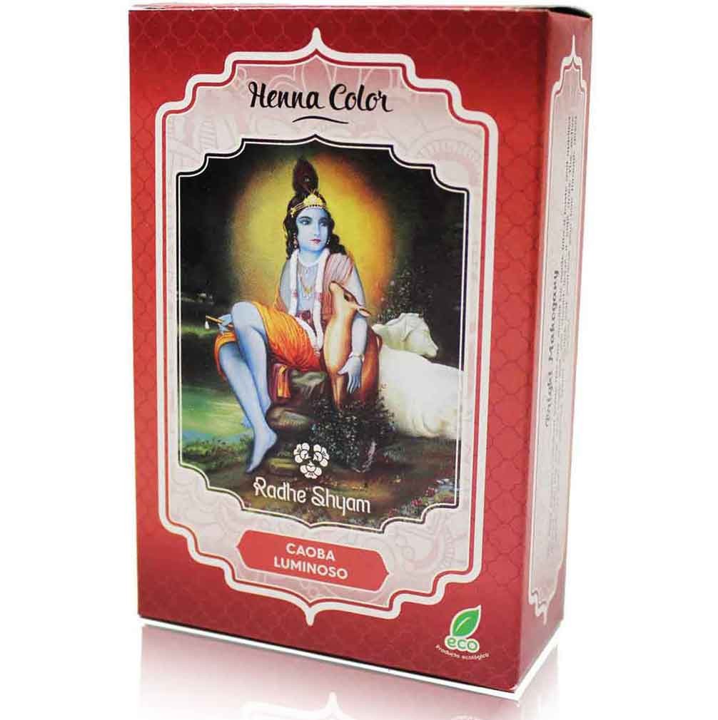 Henna Radhe Caoba Luminoso en Polvo: Tinte Natural y Saludable para un Cabello Rojizo Brillante