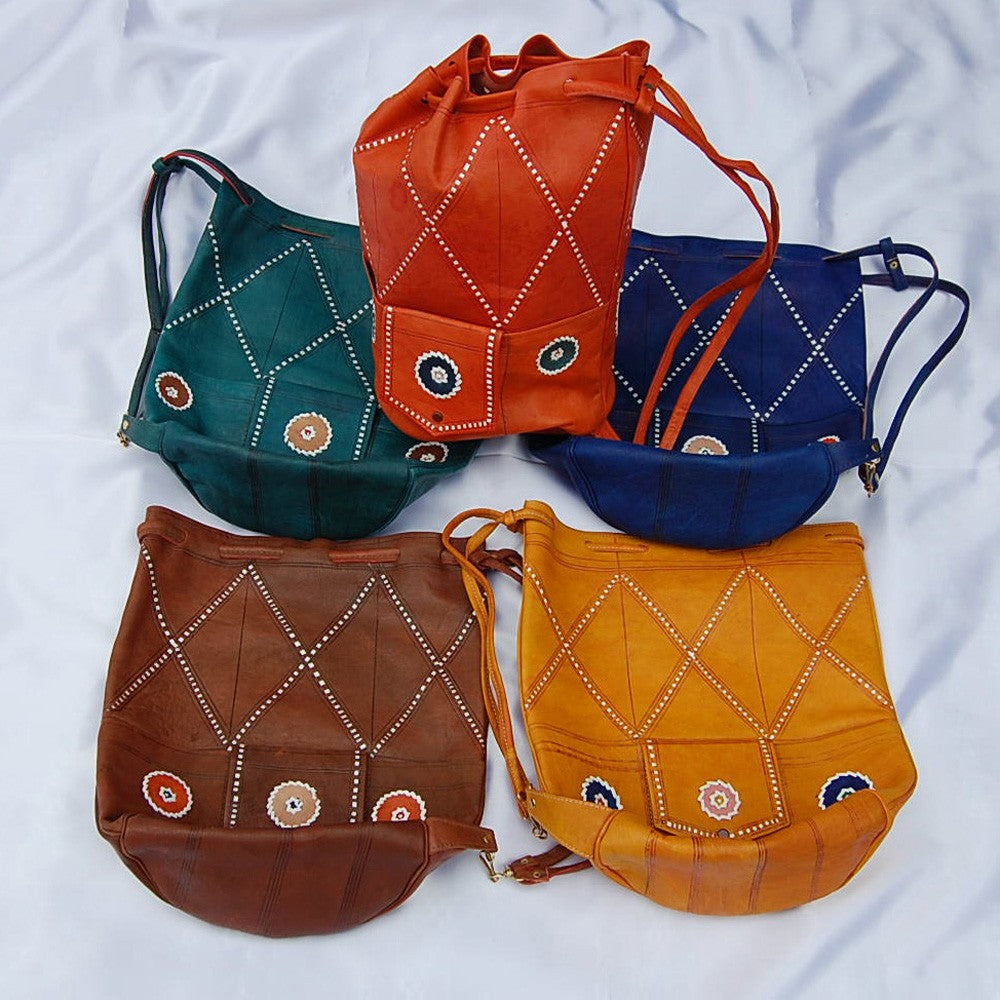 Bolso de Cuero Artesano - Congo - Varios Colores - 2 Tamaños