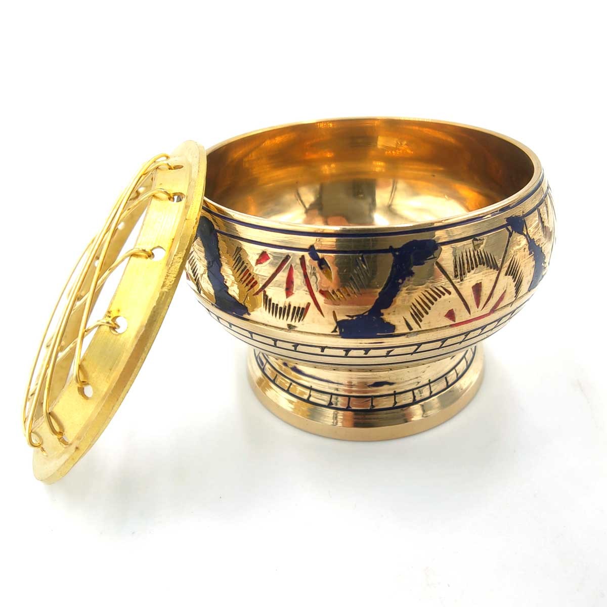 Incensario Bronce Grabado -Varios Colores - Rejillas