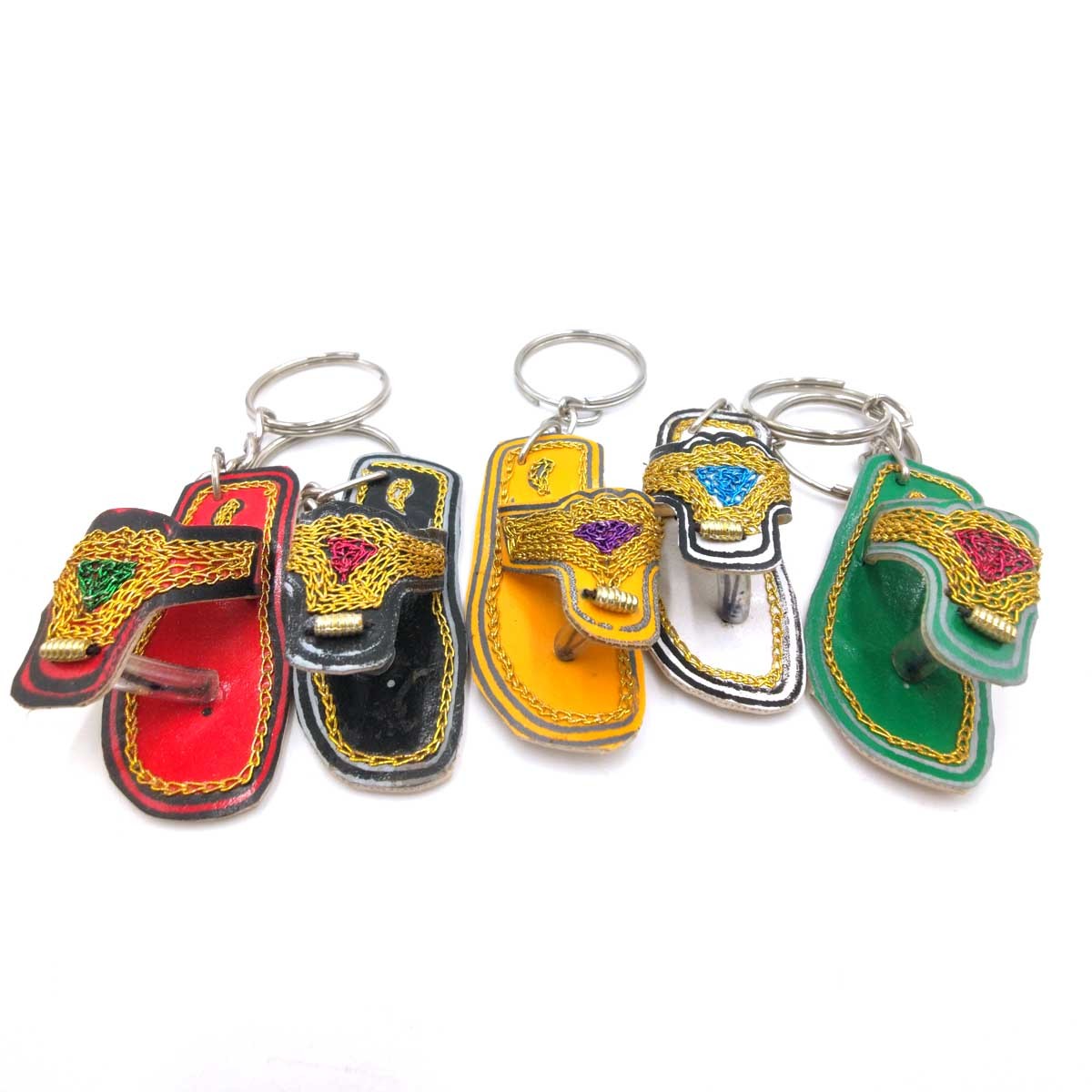 Llavero Artesanal en Forma de Sandalia - Colores Surtidos | Souvenir Exclusivo de Pakistán e India
