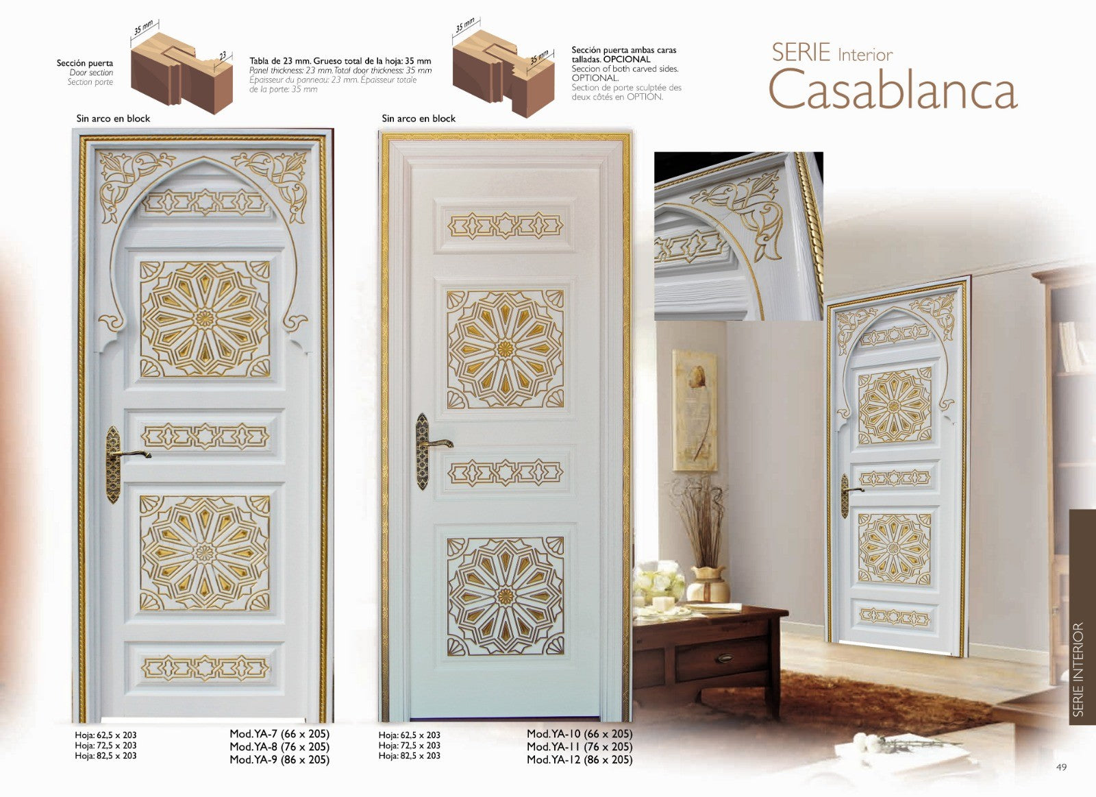 Puerta Interior Modelo CASABLANCA Blanca Lacada - Calidad DELUXE