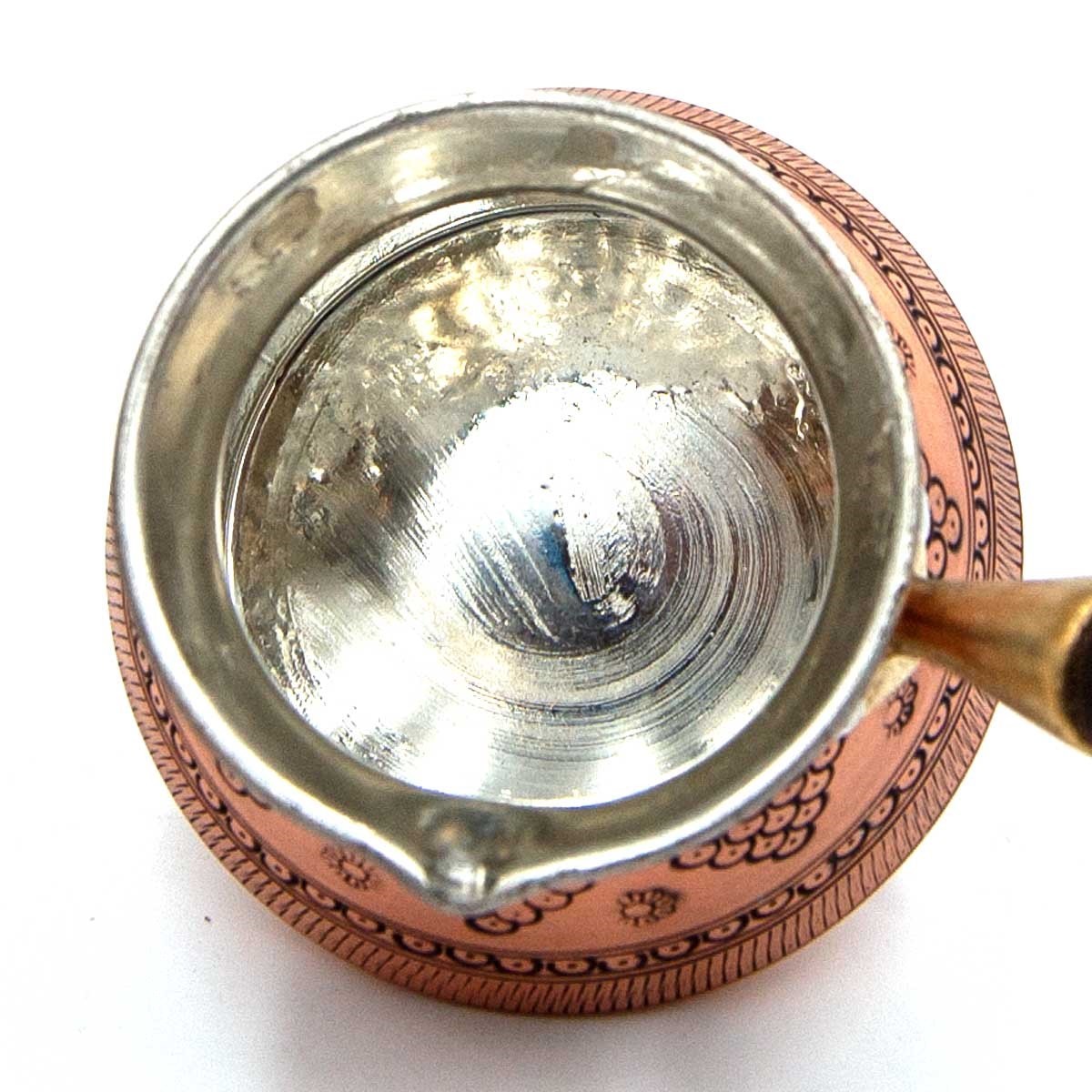 Cafetera Turca Cezve Artesanal de Cobre Grabado con Mango de Madera - Juego de 3 Tamaños