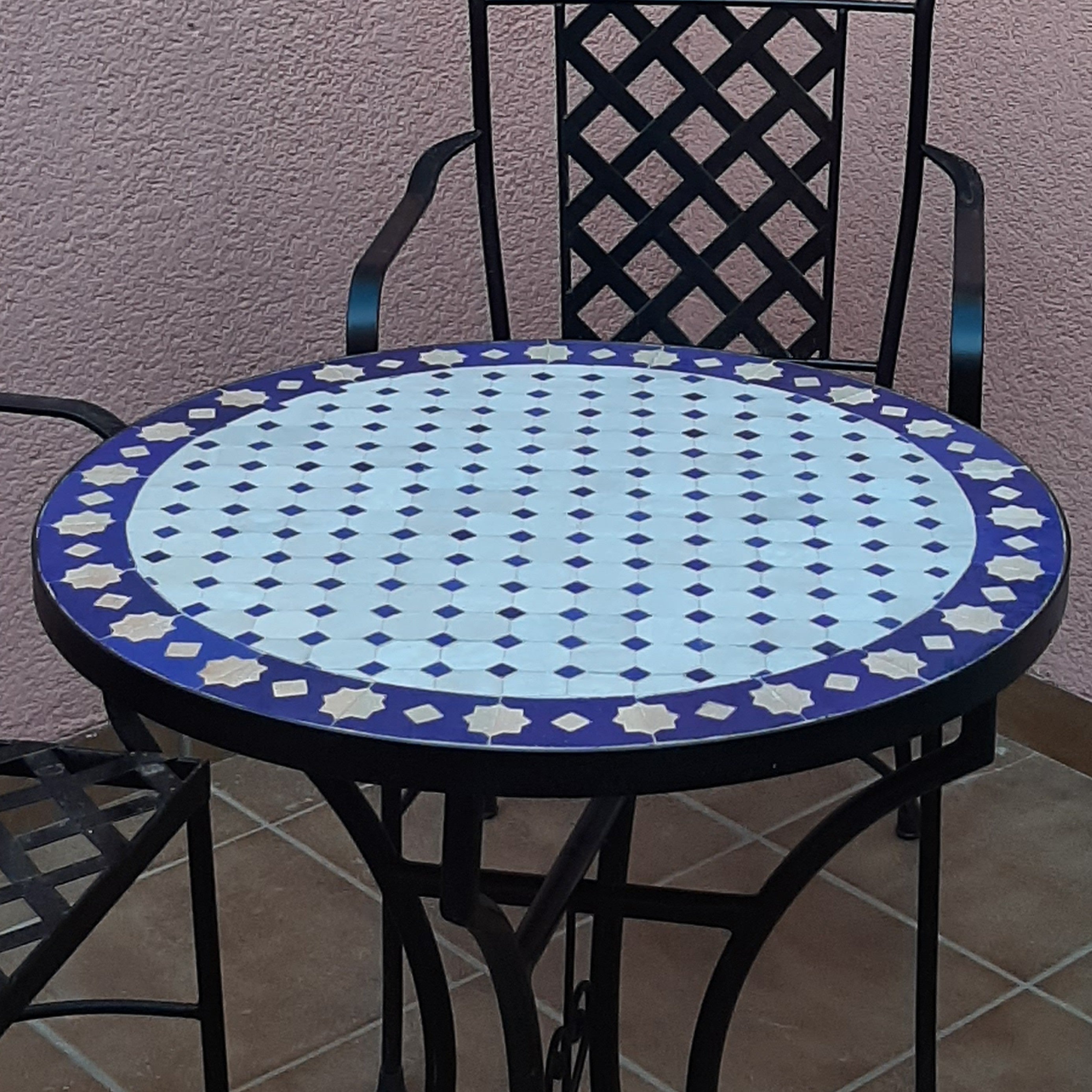 Mesa Mosaico Artesanal de FEZ - Modelo TANGER - Tradición Ancestral de Al-Andalus