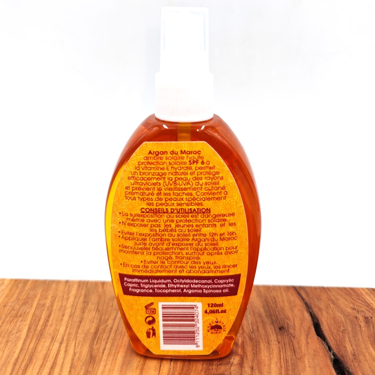 Aceite Bronceador Protector Solar de Argan Du Maroc Ambre Solaire SPF 6 - Bronceado Natural y Protección Alta