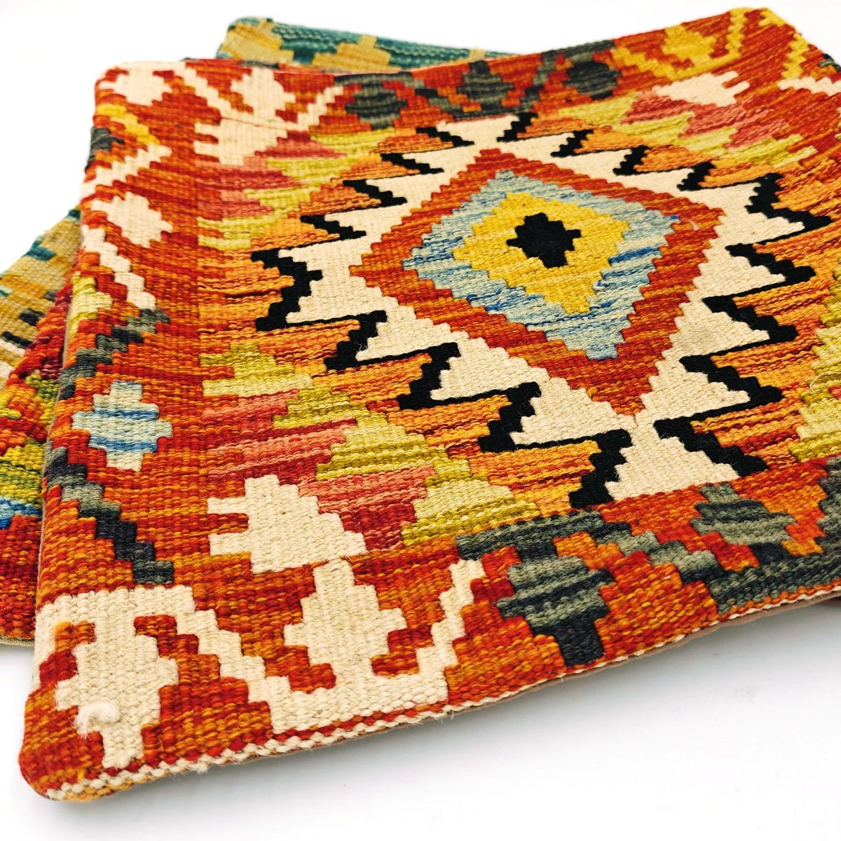 Funda Cojín Kilim Tradicional de Afganistán: Hecho a Mano y Teñido Naturalmente