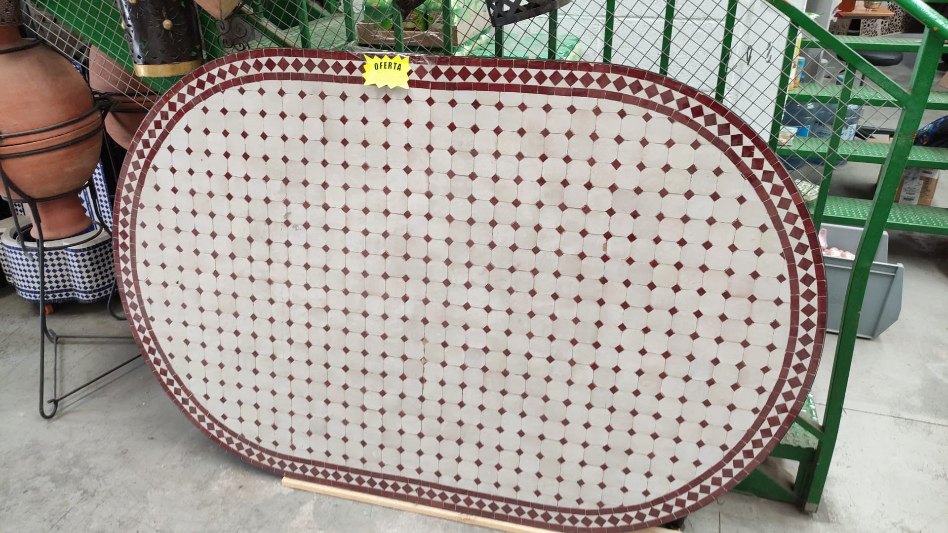 MESA CON TARA ROTA - 170 X 110 CM - BEIGE GRANATE