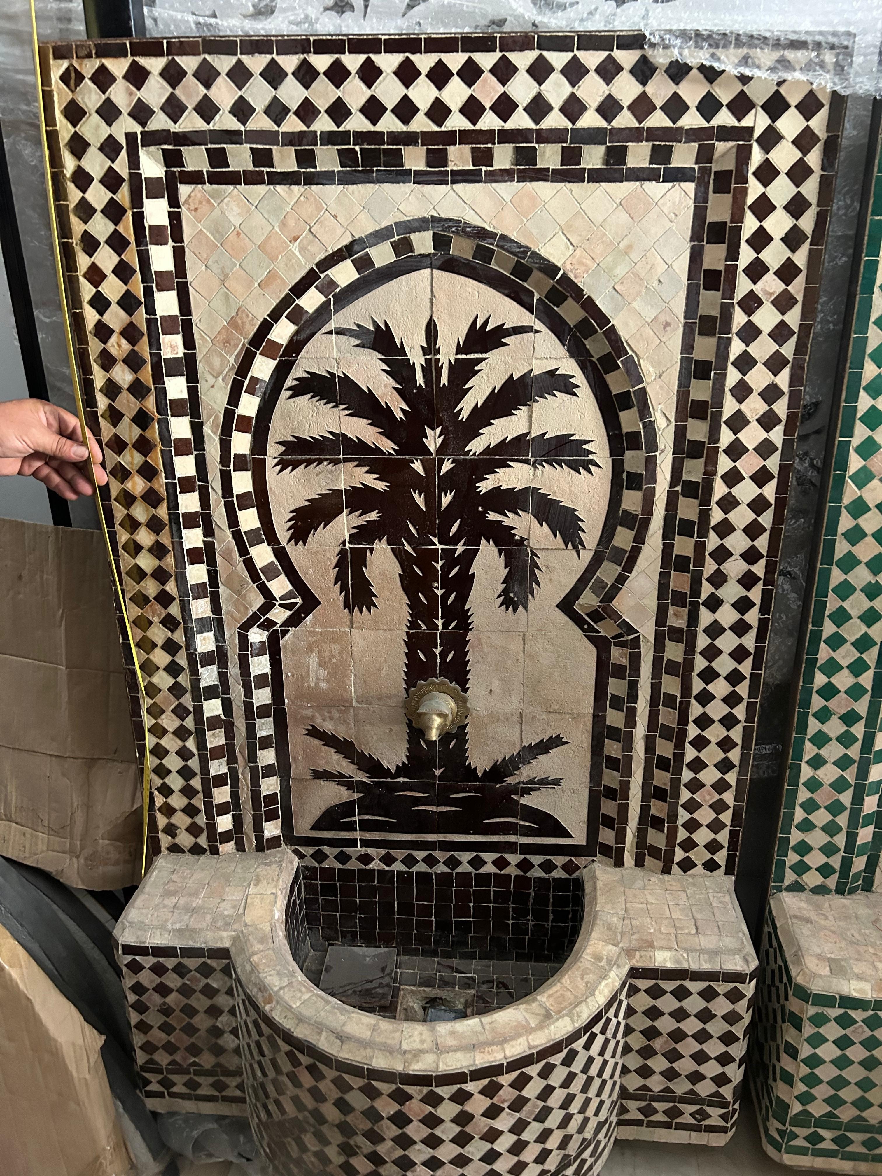 OUTLET Fuente Zellige Diseño Palmera Marrakech Granate - 130 x 76 cm