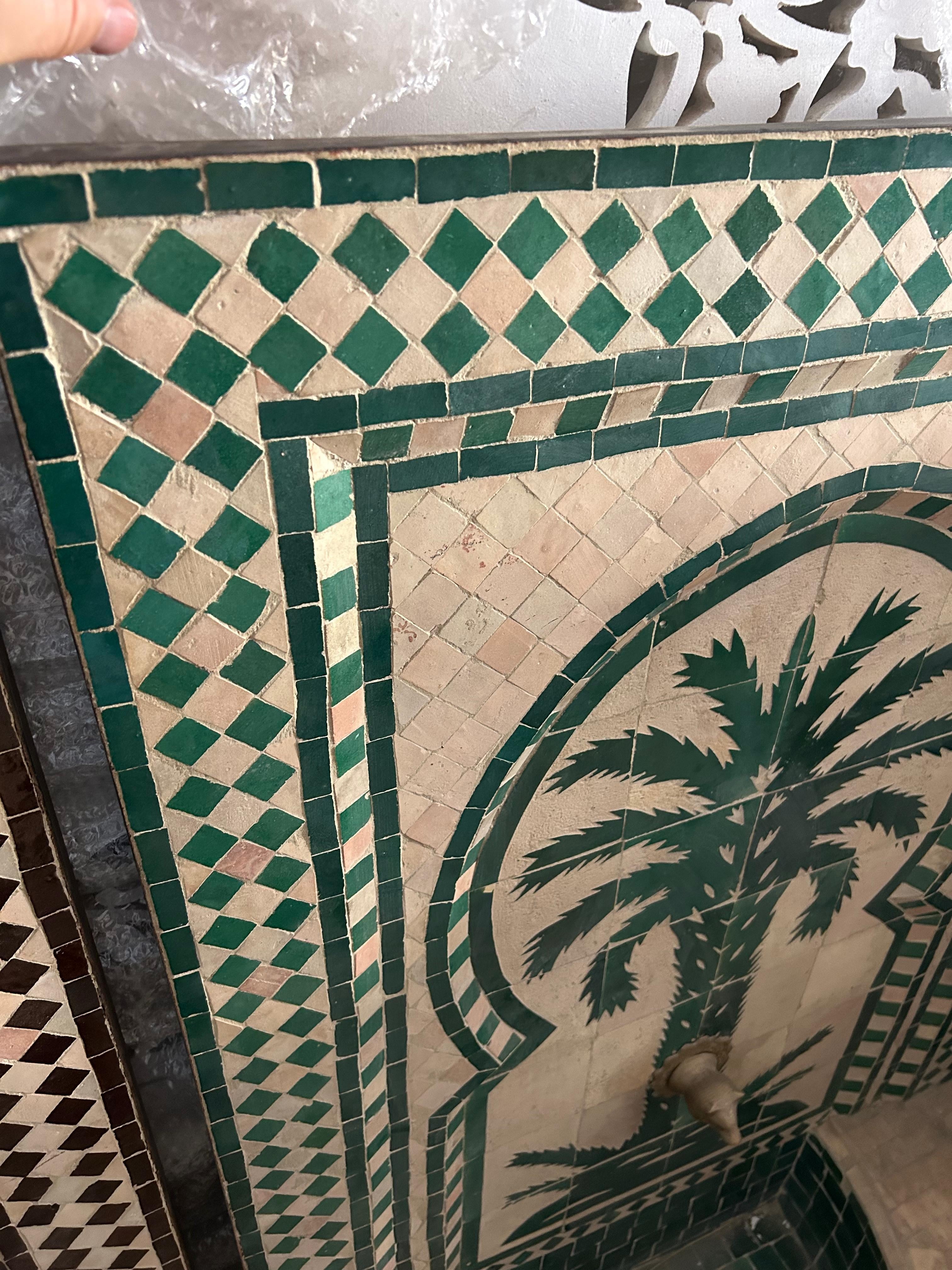 OUTLET Fuente Zellige Diseño Palmera Marrakech Verde - 130 x 76 cm