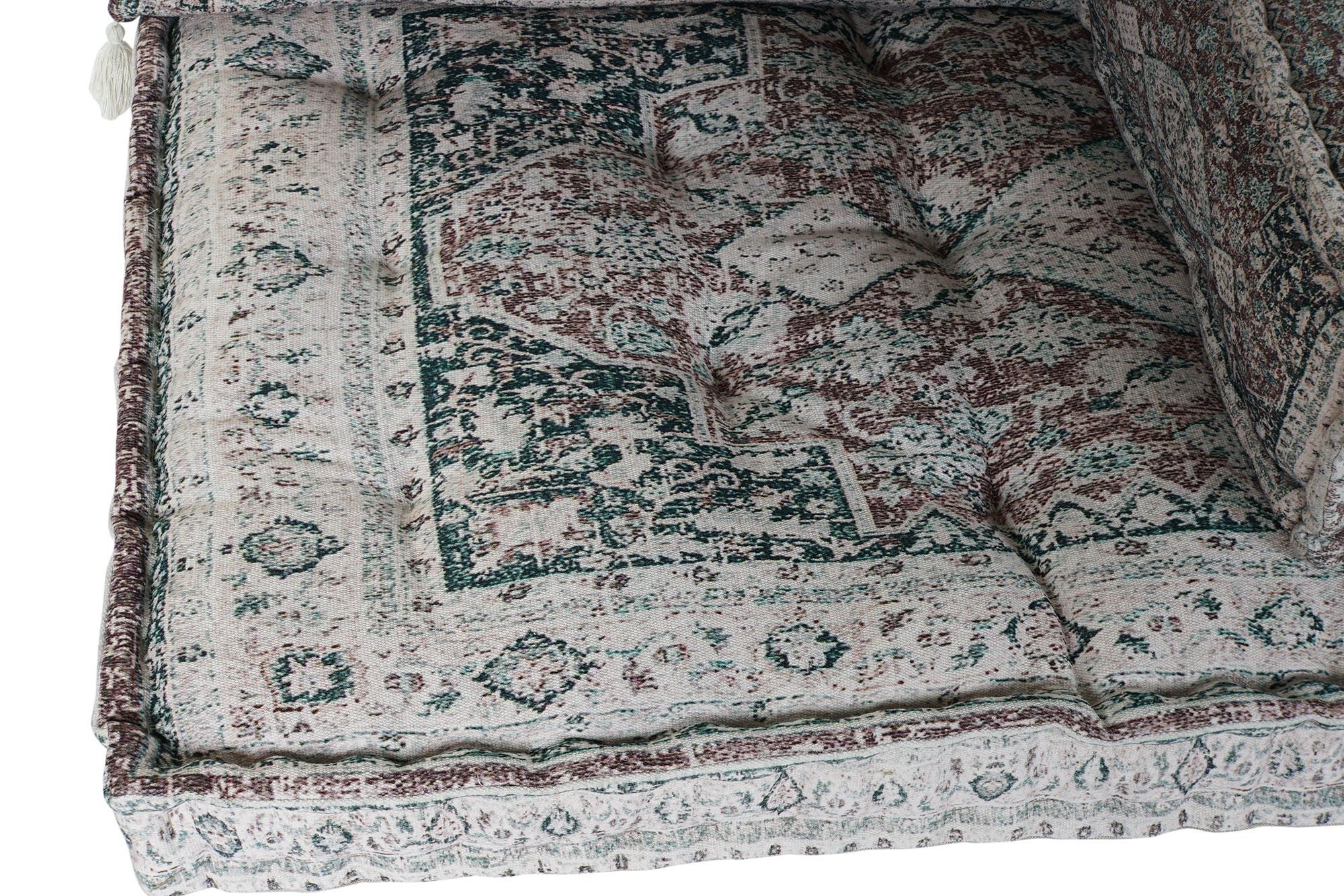 Sillón Set de 4 Piezas de Algodón Desgastado Verde con Relleno Incluido - Tipo Tarba Bajo Árabe 155x76x65 cm