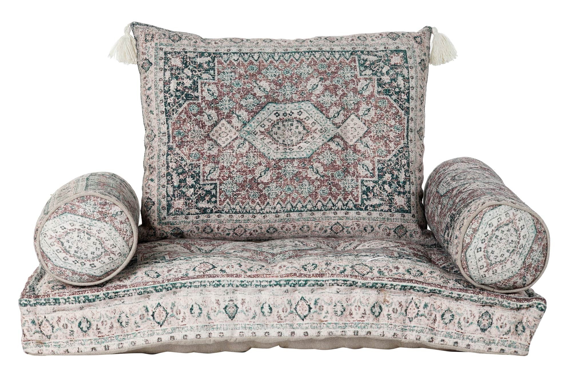 Cojín de Algodón Desgastado Verde - 60x15x35 cm, 815 g, Serie Tipo Tarba Bajo Árabe