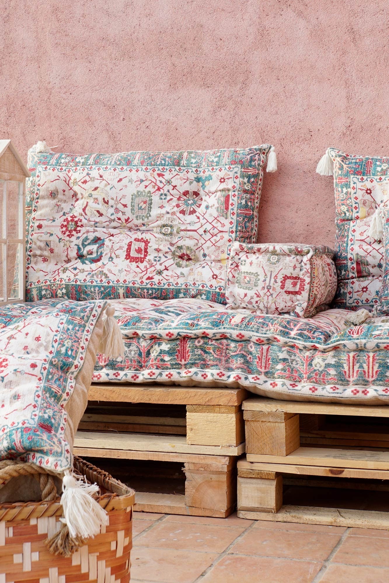 Sillón Set de 4 Piezas de Algodón Multicolor - 155x76x65 cm