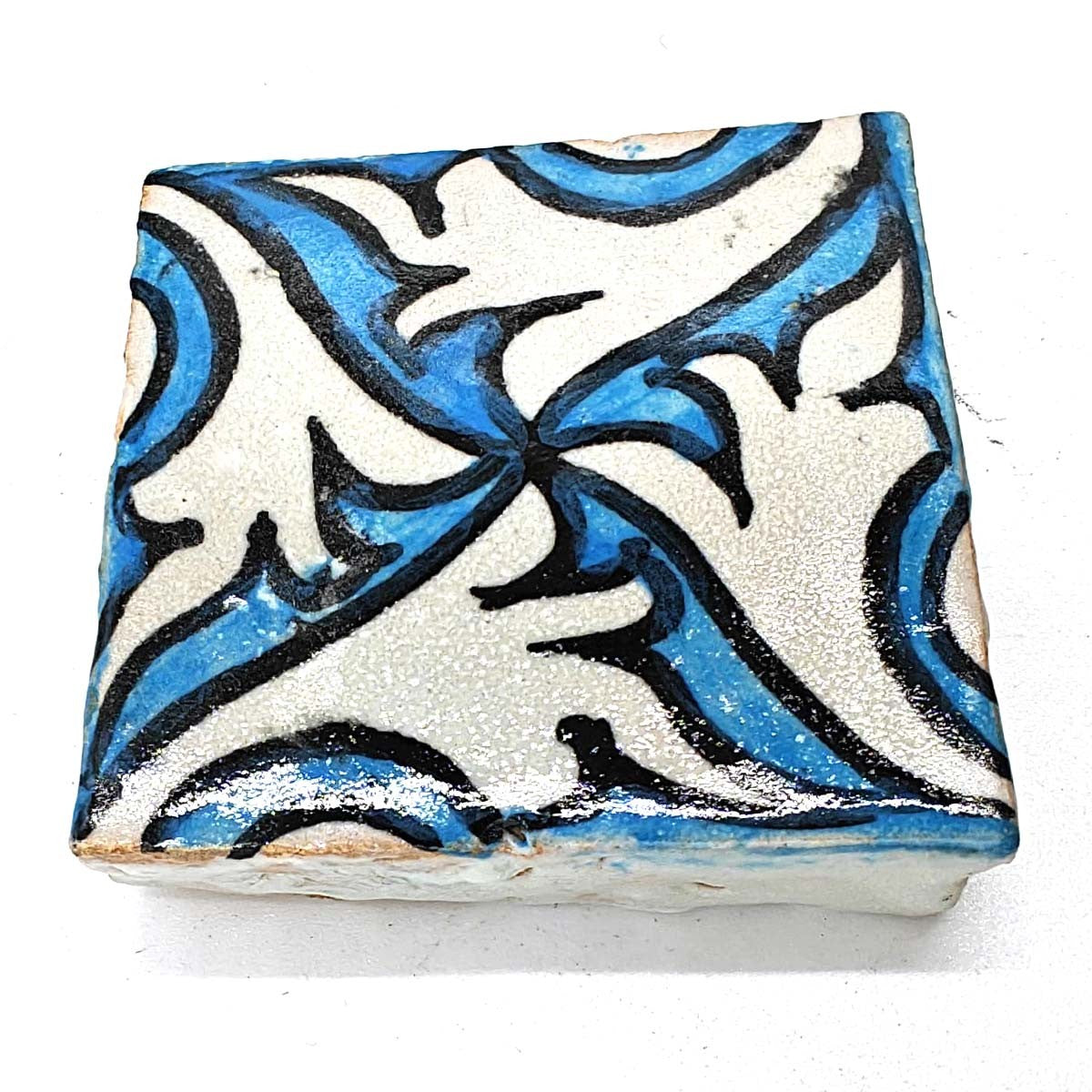 Azulejo Cerámica Marroquí Esmaltado Estilo Andalusí - Zellige Mosaico Nazari - Pintado a Mano 5 x 5 cm - Artesanal - Modelo 102