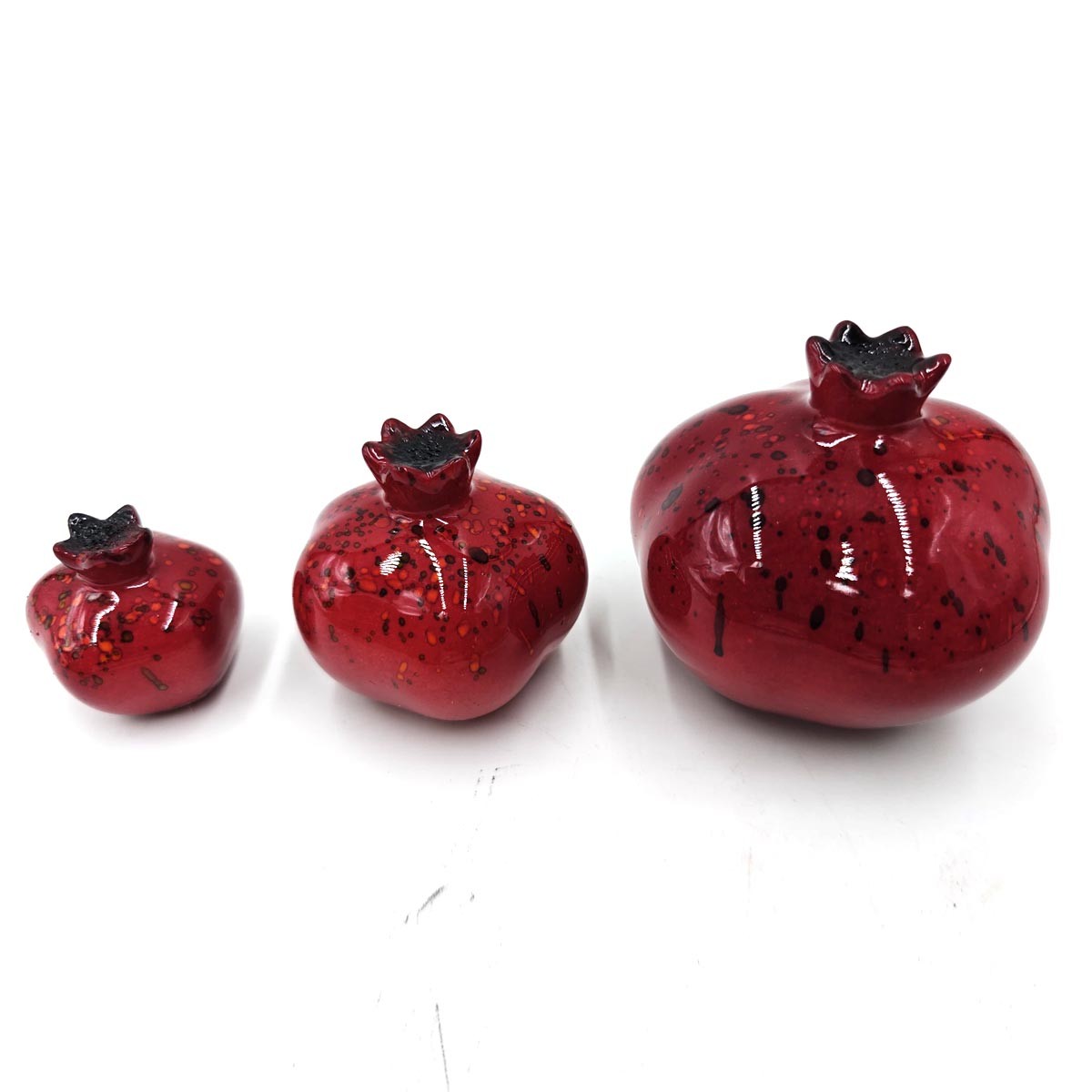pack de 3 Granadas de cerámica hecha a mano, Granada roja