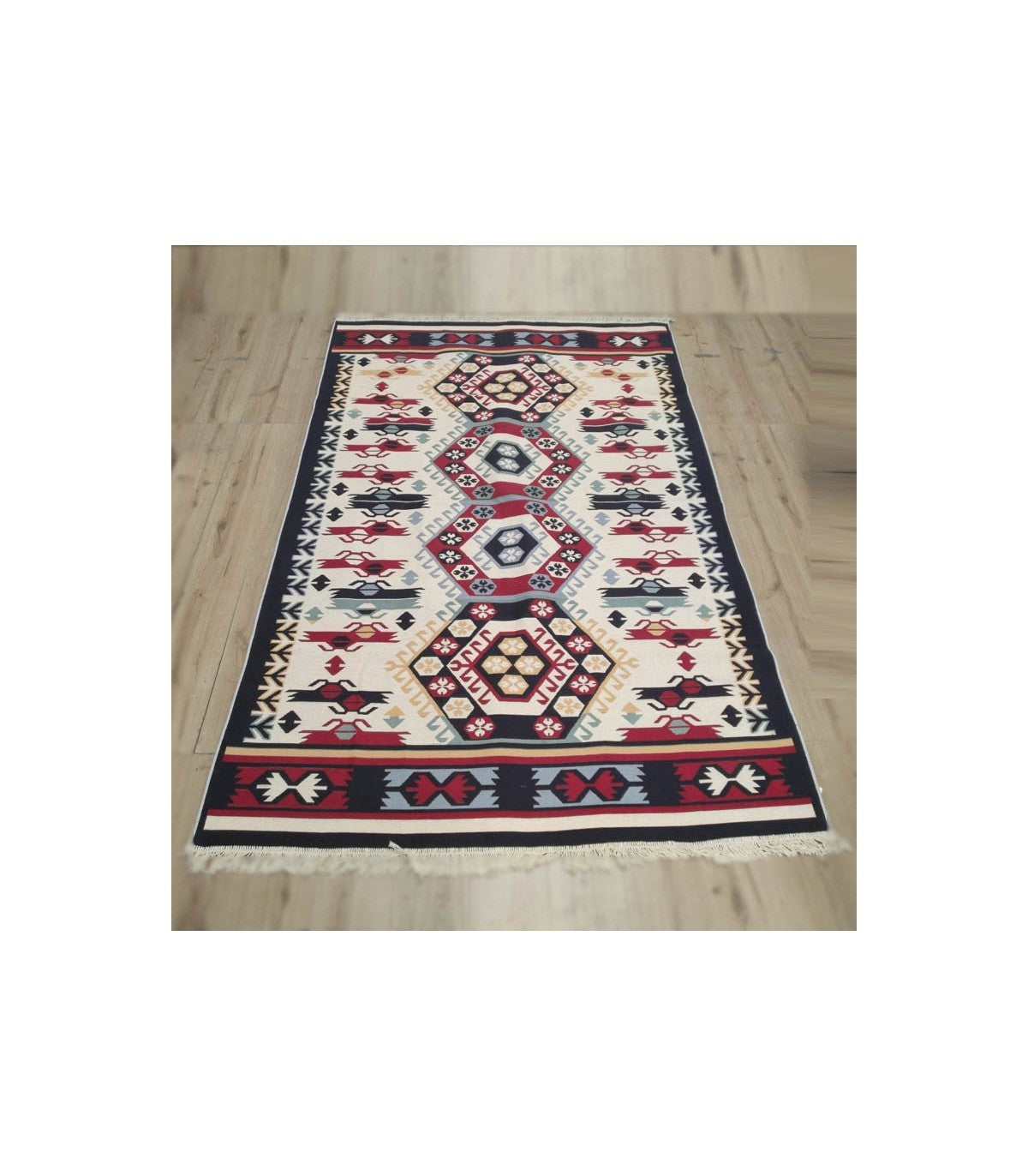 Kilim Otomano Turco – Alfombra Tapiz de Colores Vivos para Decoración Bohemia y Árabe