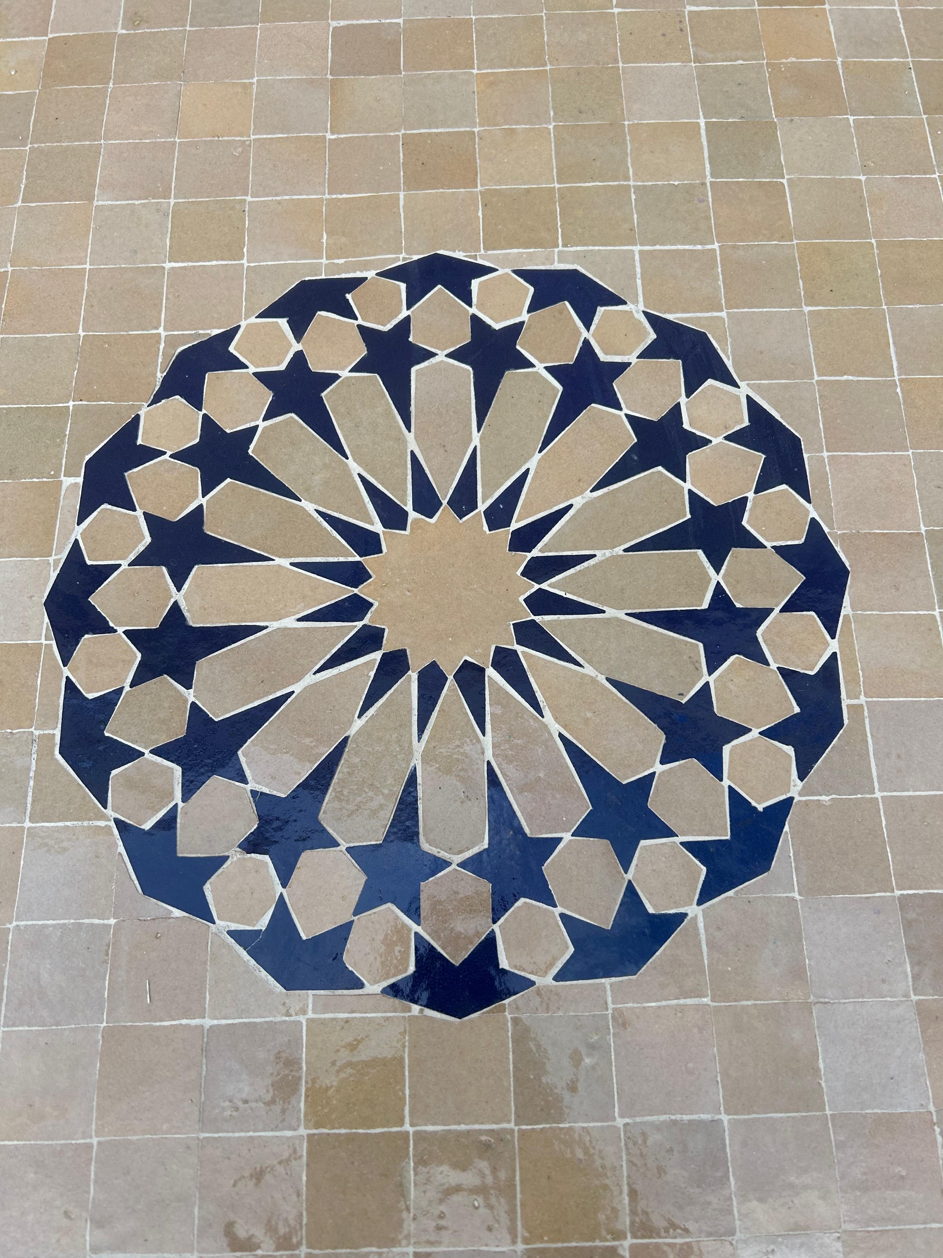 Mesa Mosaico 100 cm - Granado Estrella Alhambra - Modelo Generalife Abiad