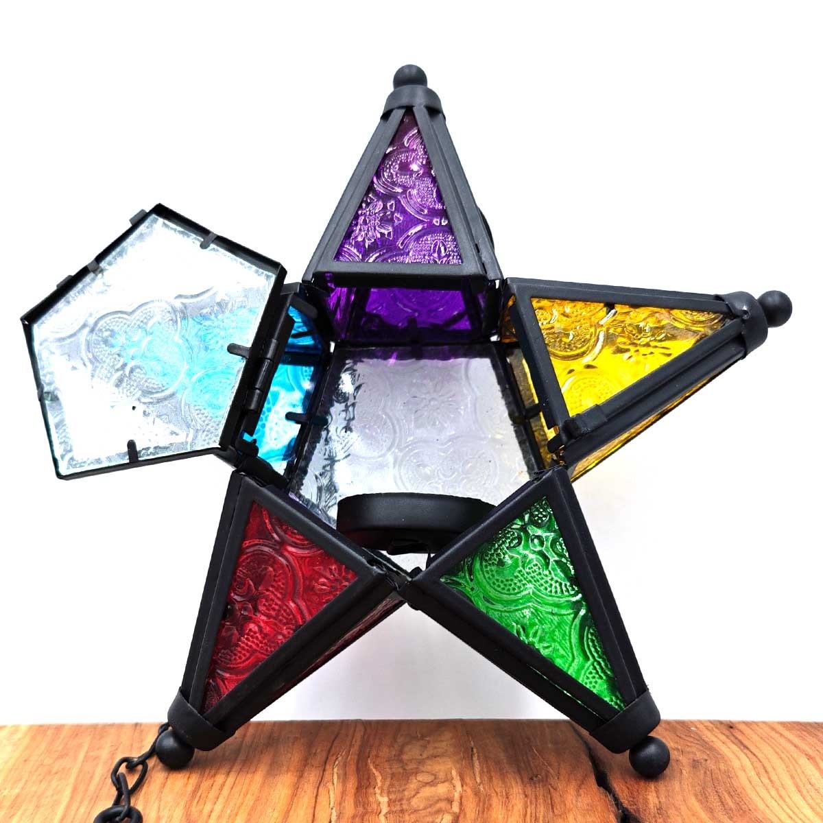 Farol Vela Estrella Multicolor - Calado Árabe - Modelo Najmati