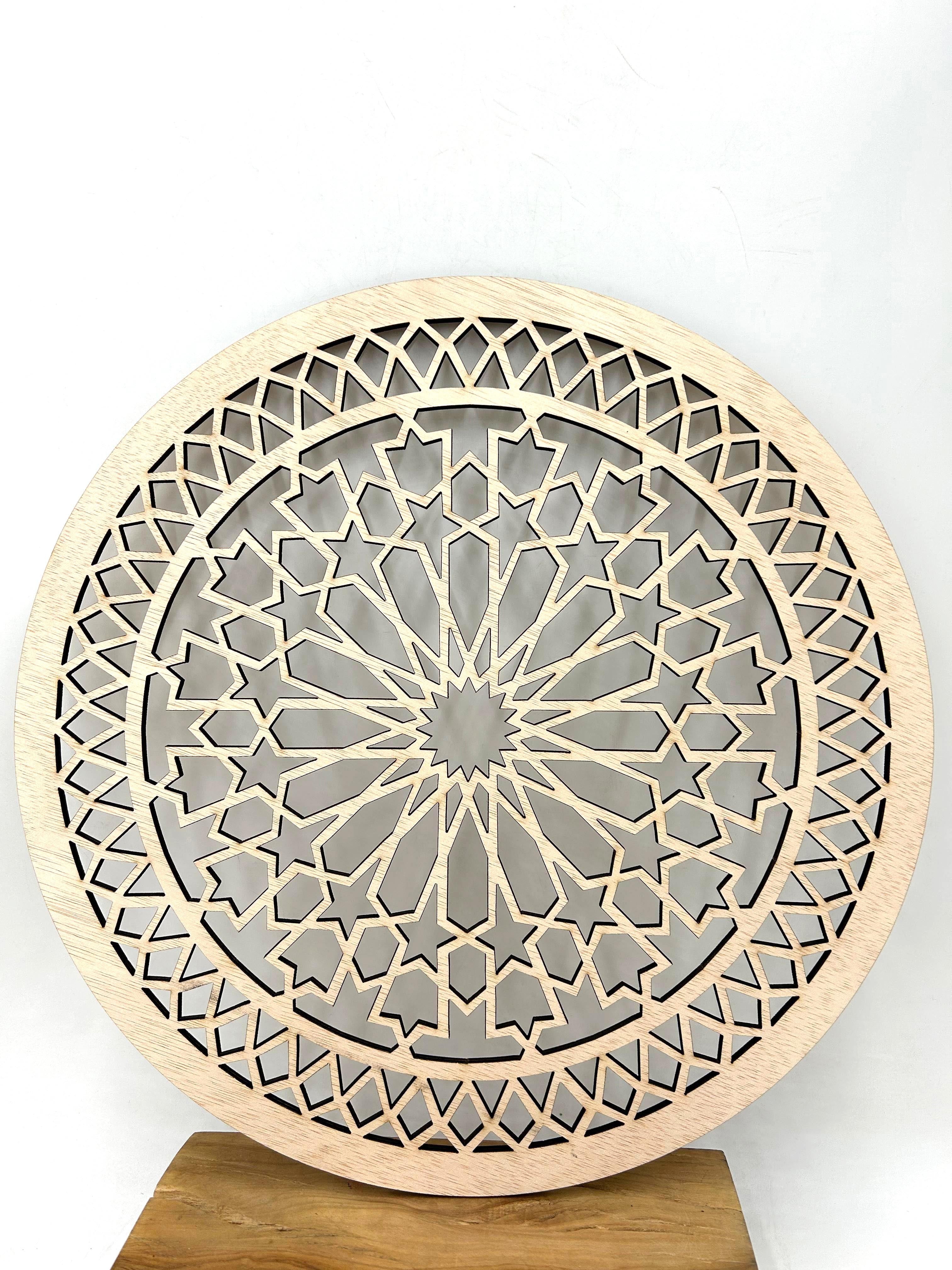 Cuadro Decorativo Celosía Árabe Madera - Decoración Oriental - Corte Láser - Modelo Dawar