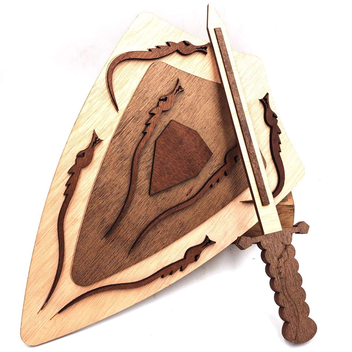 Conjunto de Escudo y Espada de Madera - Para Niños - Modelo Invernalia