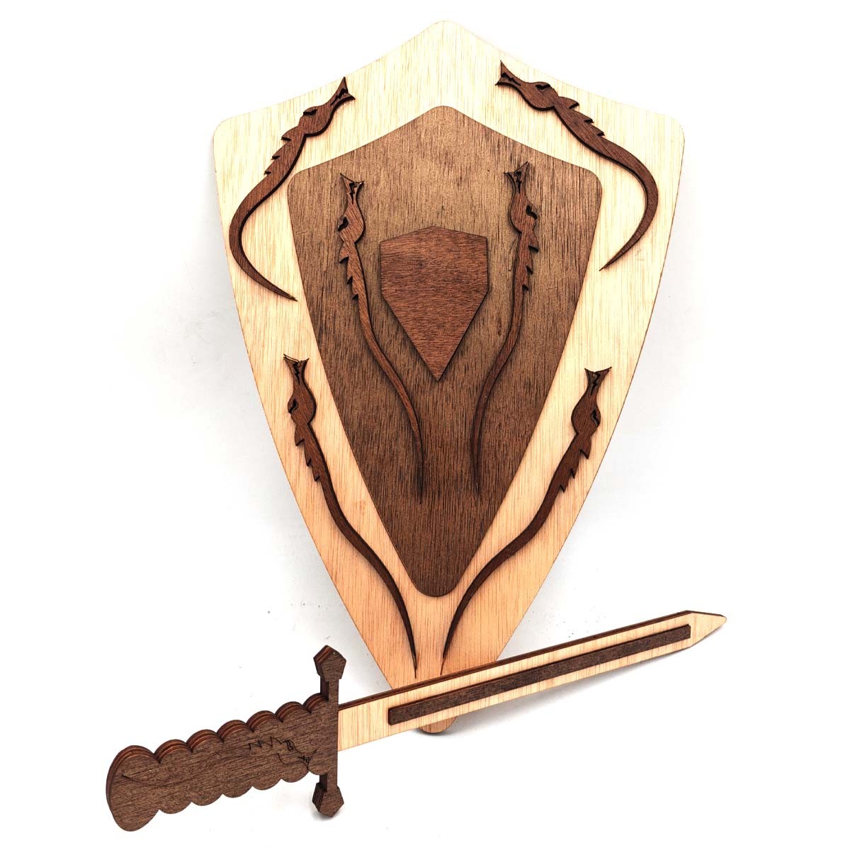 Conjunto de Escudo y Espada de Madera - Para Niños - Modelo Invernalia