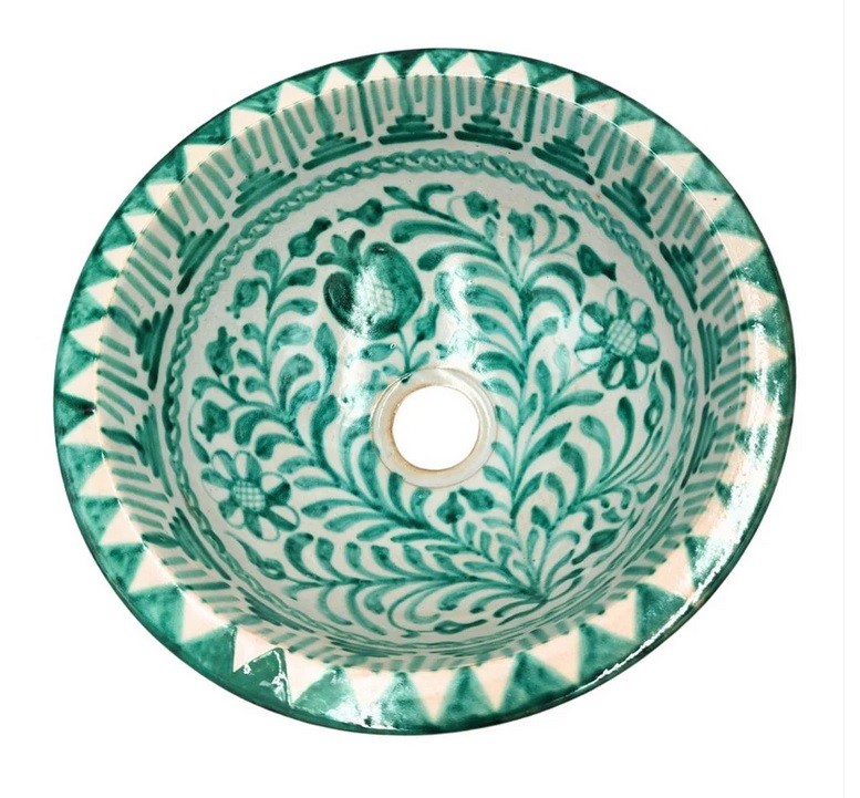 Lavabo Baño Árabe Cerámica - Artesanía Granadina - Estilo Fajalauza - Modelo Granada