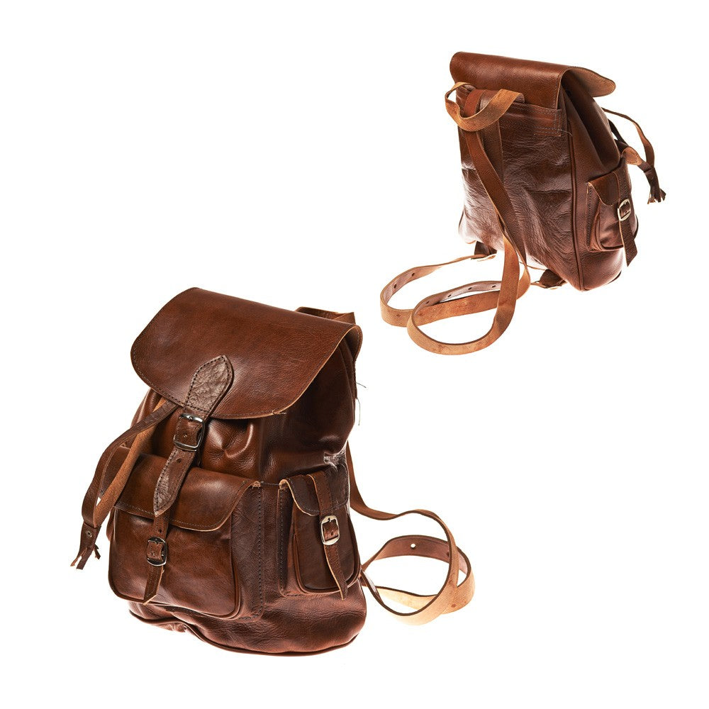 Mochila Cuero - Etnica Africana - Varios Bolsillos - 3 Tamaños