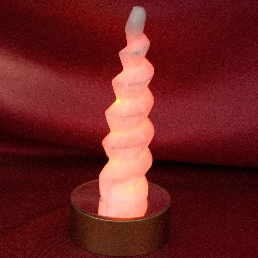 Espiral Selenita - Mineral Natural - Base Color Opcional