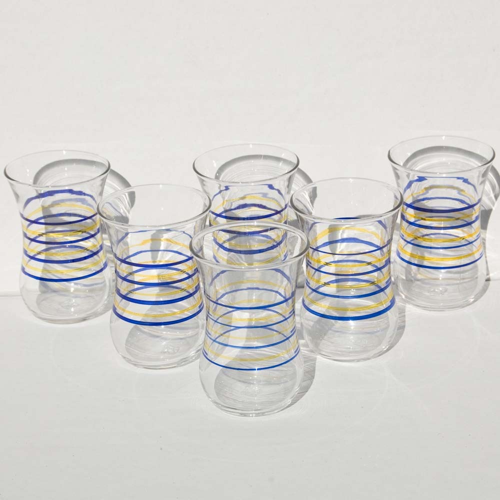 Juego de 6 Vasos Turcos - Modelo Rayas - Gran Calidad