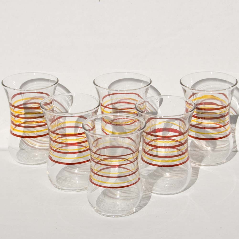 Juego de 6 Vasos Turcos - Modelo Rayas - Gran Calidad
