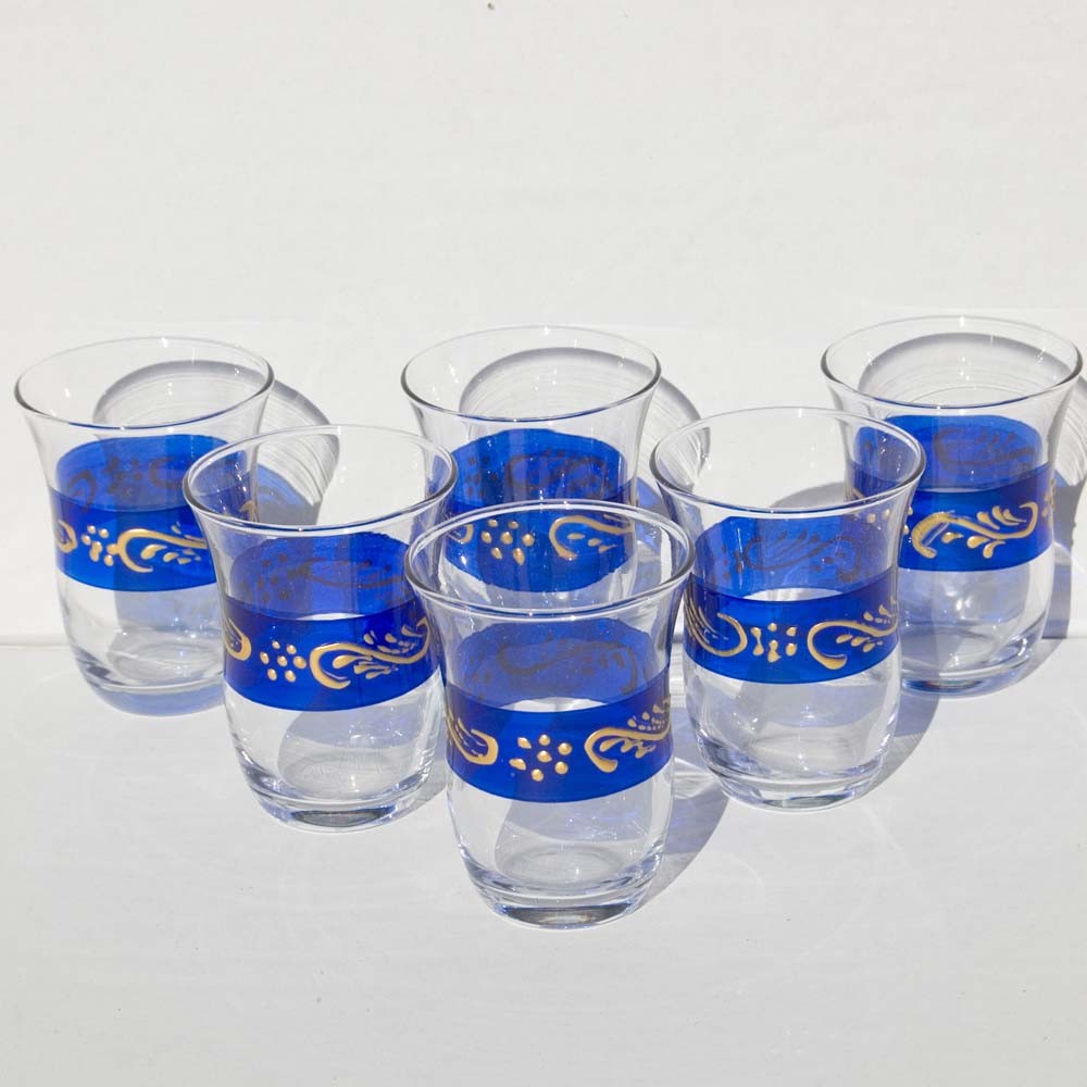 Juego de 6 Vasos Turcos - Motivos Dorados - Gran Calidad