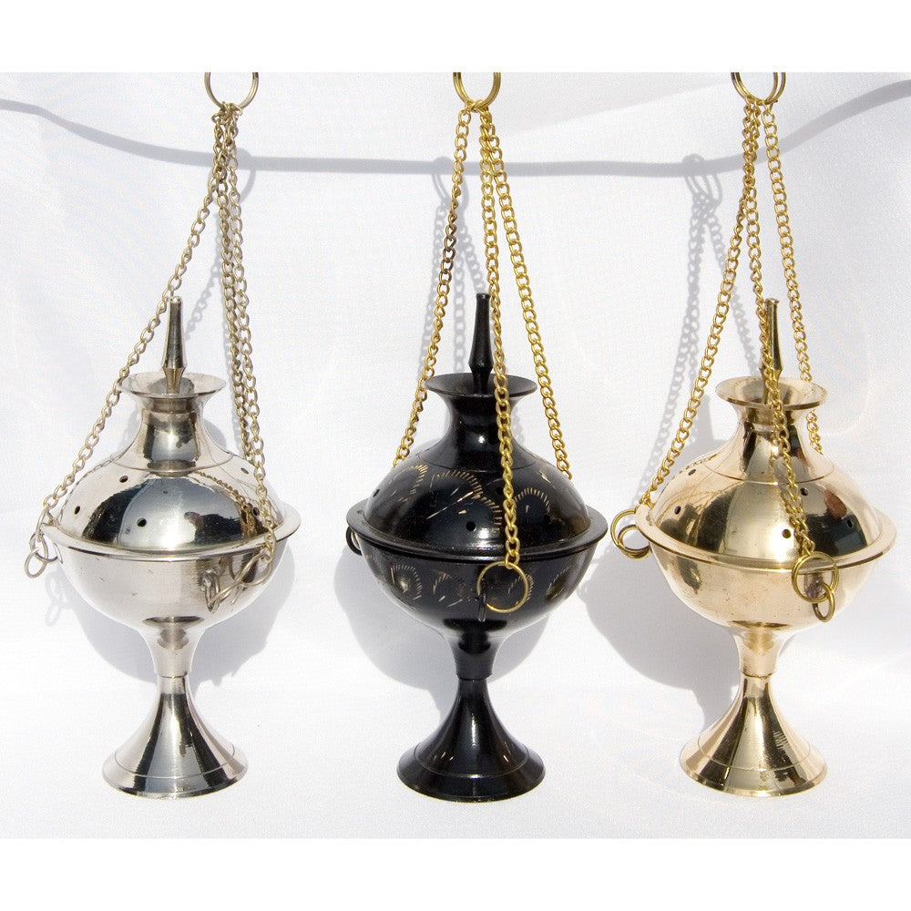 Incensario Botafumeiro - Bronce - Niquel - Negro- Cadena 22 cm
