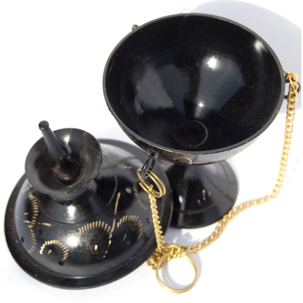 Incensario Botafumeiro - Bronce - Niquel - Negro- Cadena 22 cm