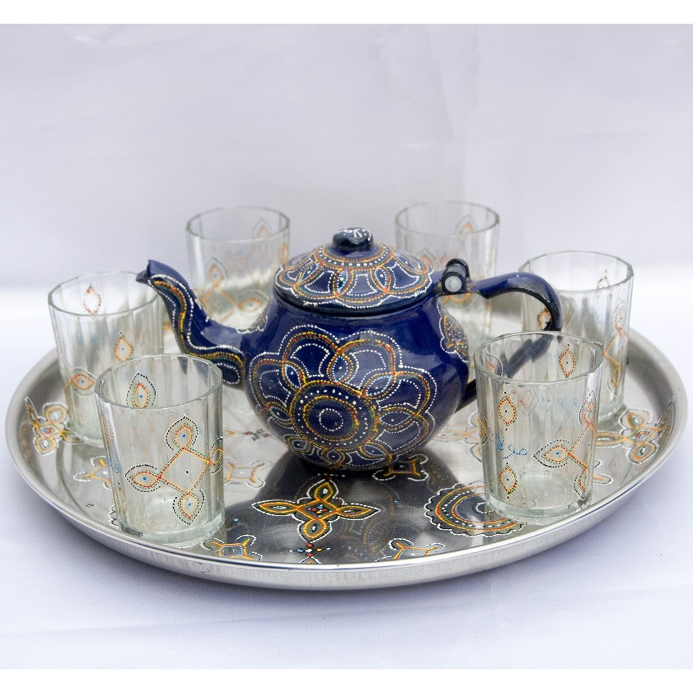 Pack Mauritano Pintado a Mano - Bandeja Redonda- Dibujo Complejo