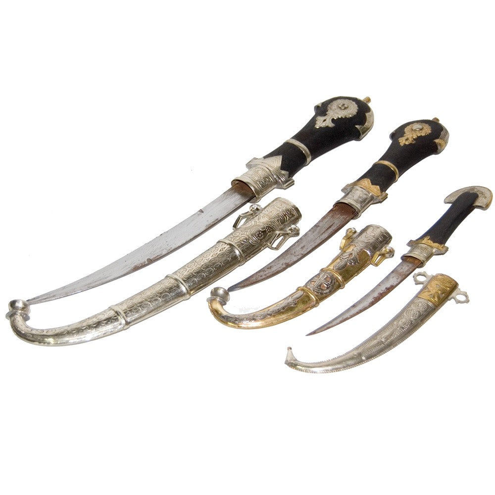 Puñal Arabe Alpaca y Bronce Grabado - Artesano -3 Tamaños