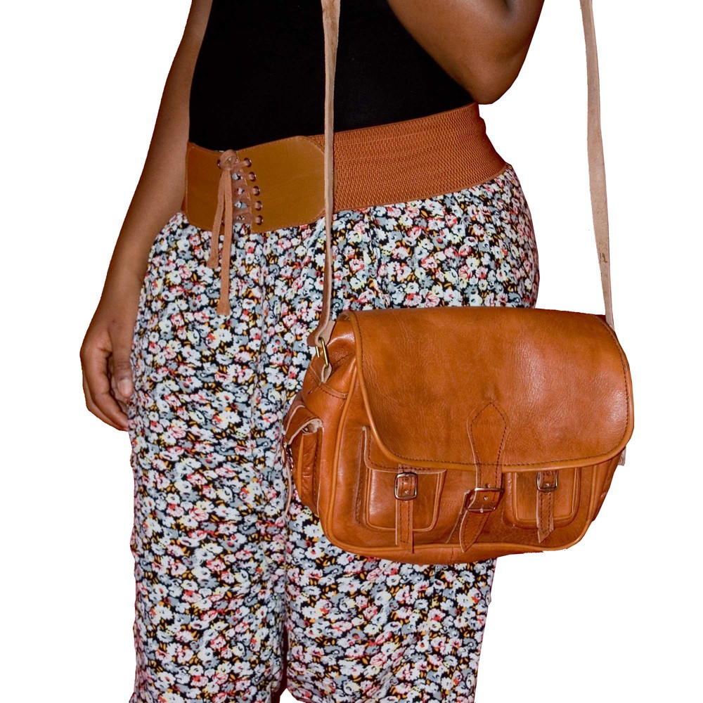 Bolso Artesanal Cuero - 6 Bolsillos - 2 Colores - Artesanal