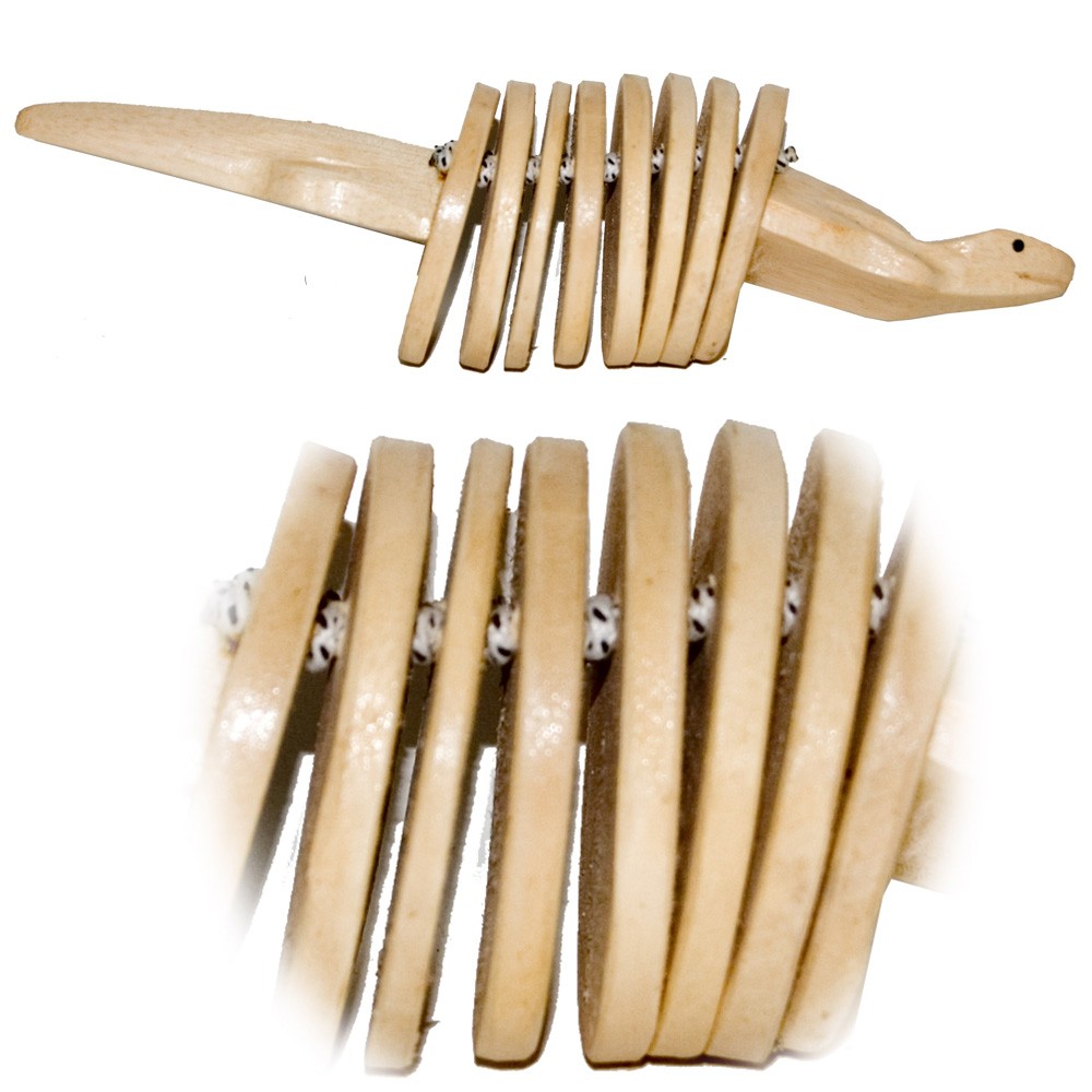 Lagarto Song Madera - Sonajero - Color Claro - 20 cm