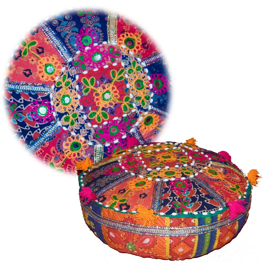 Cojín Yoga - Redondo- Decorado Indio - Incluye Relleno -40 cm