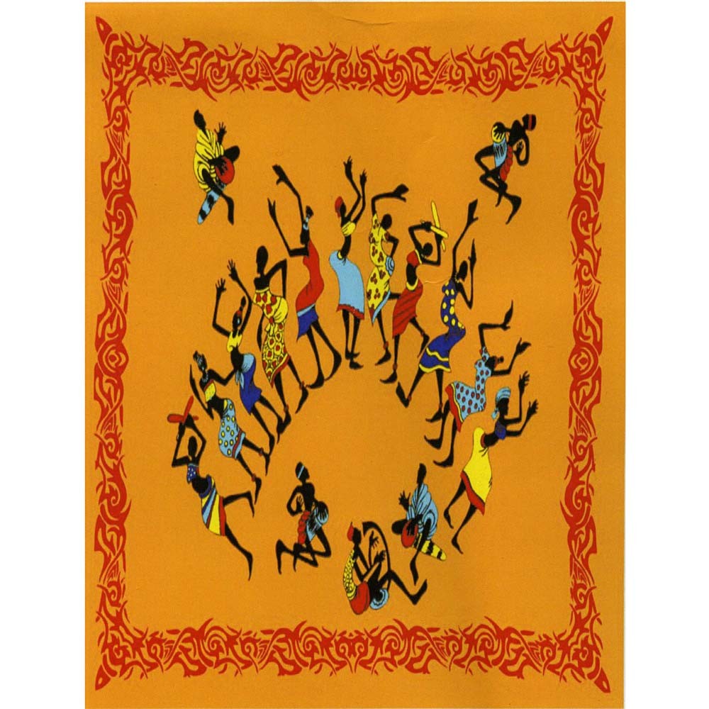 Tela Algodon India-Fiesta Africana- Naranja -140 x 210 cm