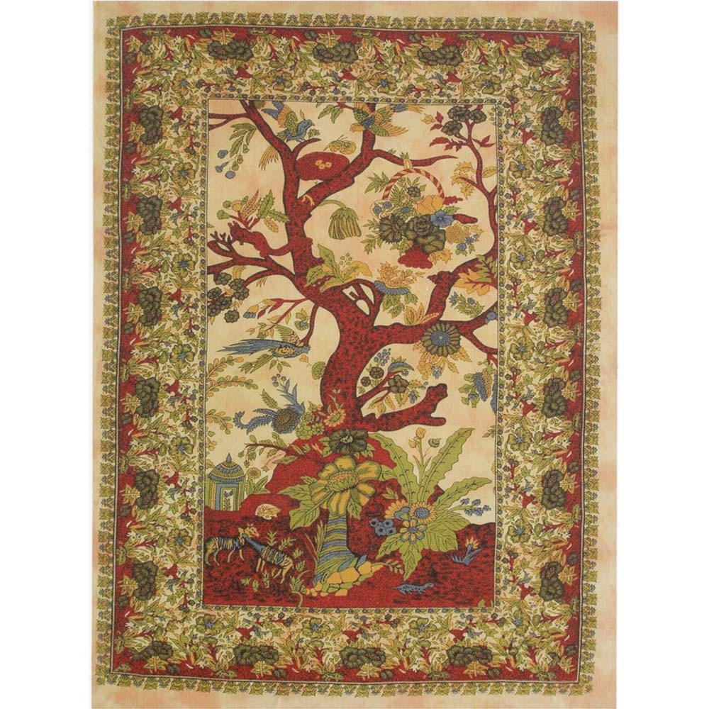 Tela Algodon India-Arbol de la Vida-Artesana-210 x 140 cm