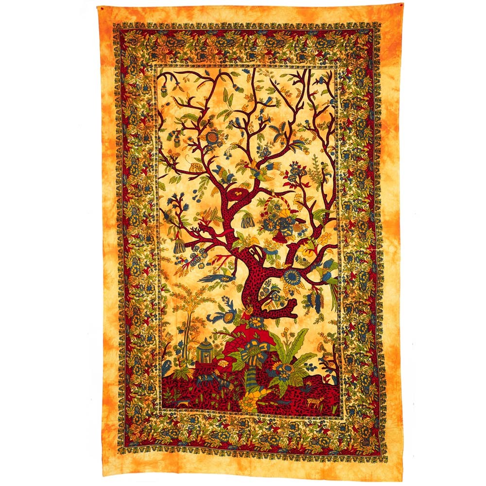 Tela Algodon India-Arbol de la Vida-Artesana-210 x 240 cm