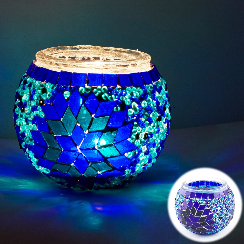 Portavelas Turco - Cristal Murano -Artesania Turca Tamaño 2