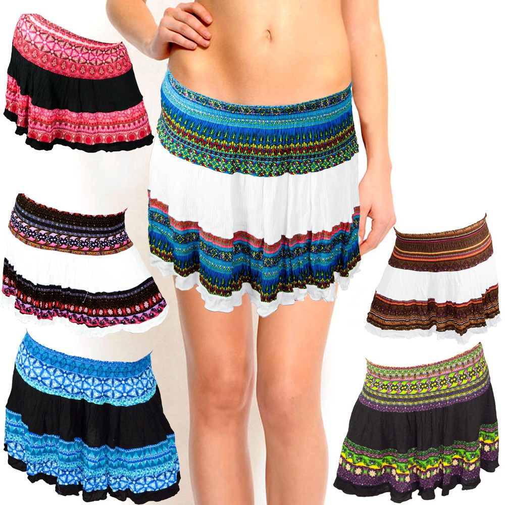 Minifalda Estampada Verano-Seda - Colores-Ligera-Talla Unica