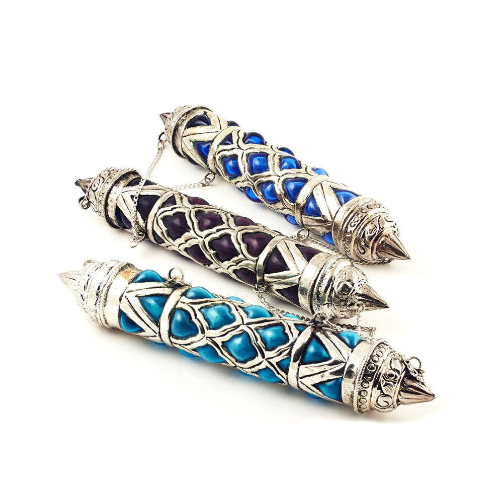 Porta Mensajes Antiguo - Alpaca y Cristal - 25 cm