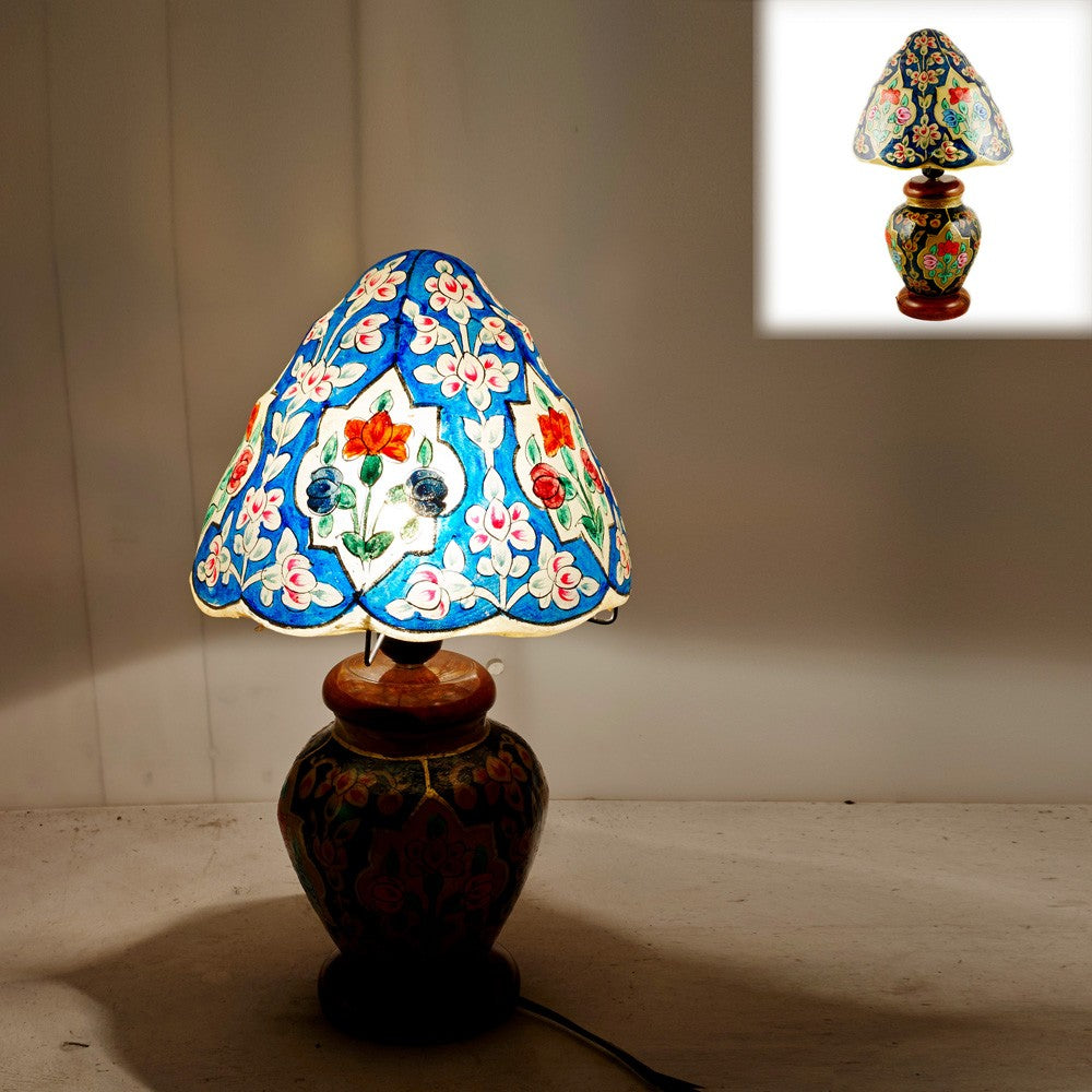 Lámpara Floral - Piel Camello - Mesita de Noche - 2 Tamaños